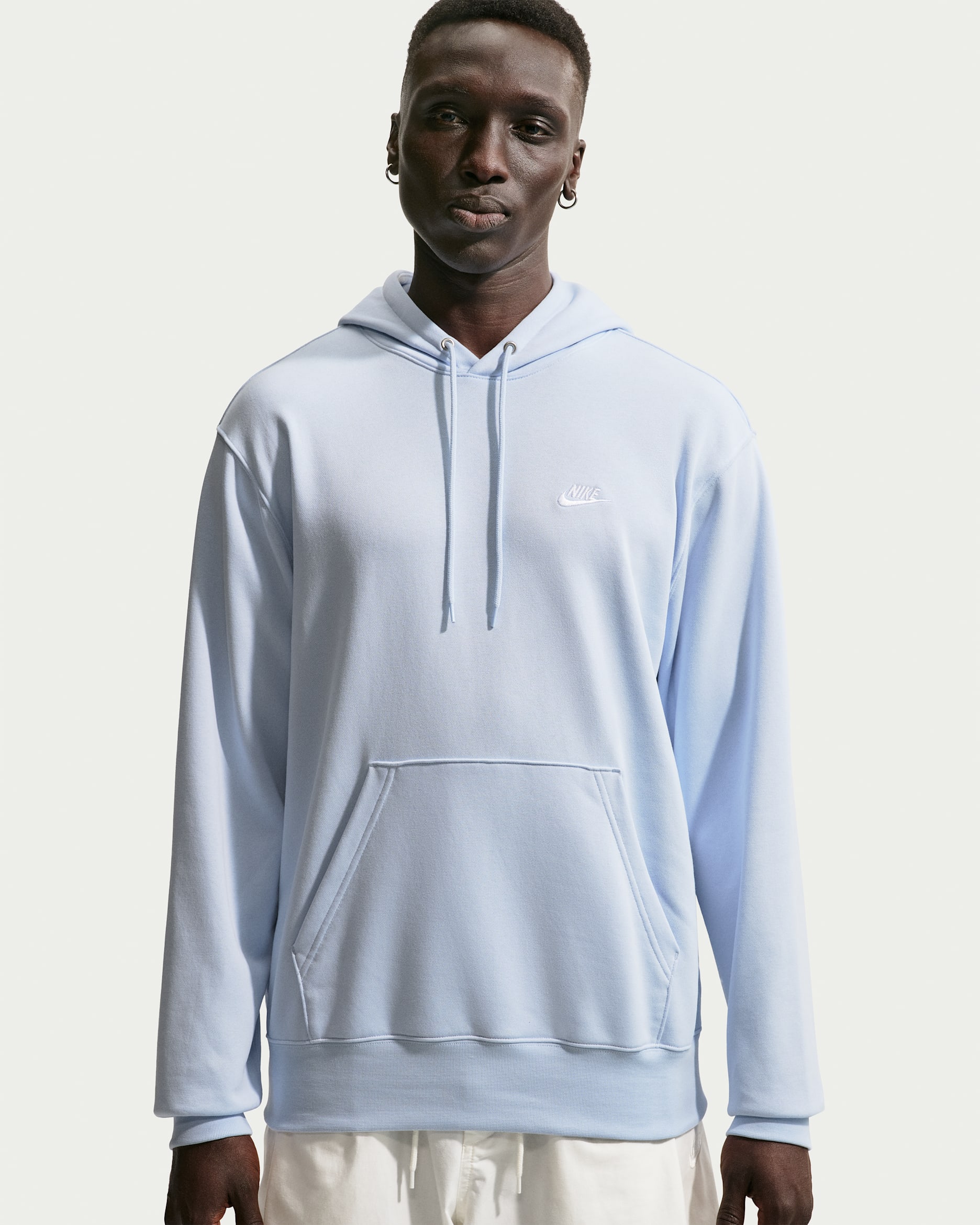 Nike Club Men's French Terry Pullover Hoodie - Hydrogen Blue/Hydrogen Blue/White