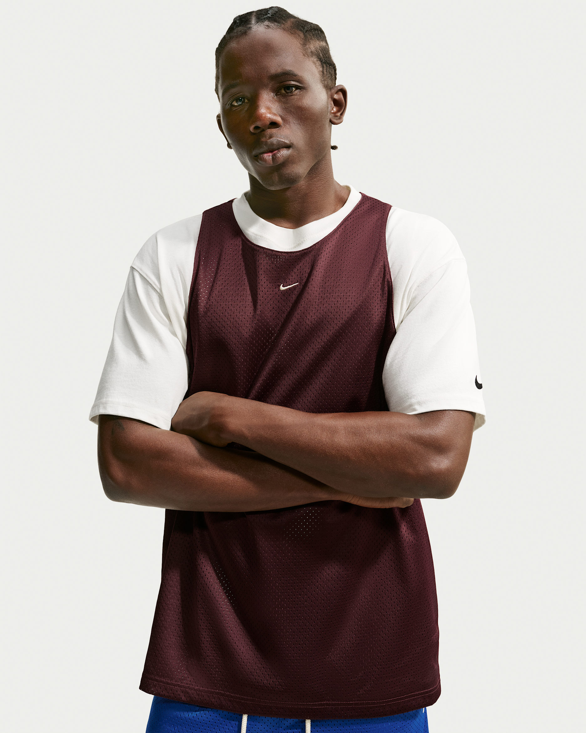 Maglia da basket da allenamento in mesh Nike Standard Issue – Uomo - Burgundy Crush/Pale Ivory