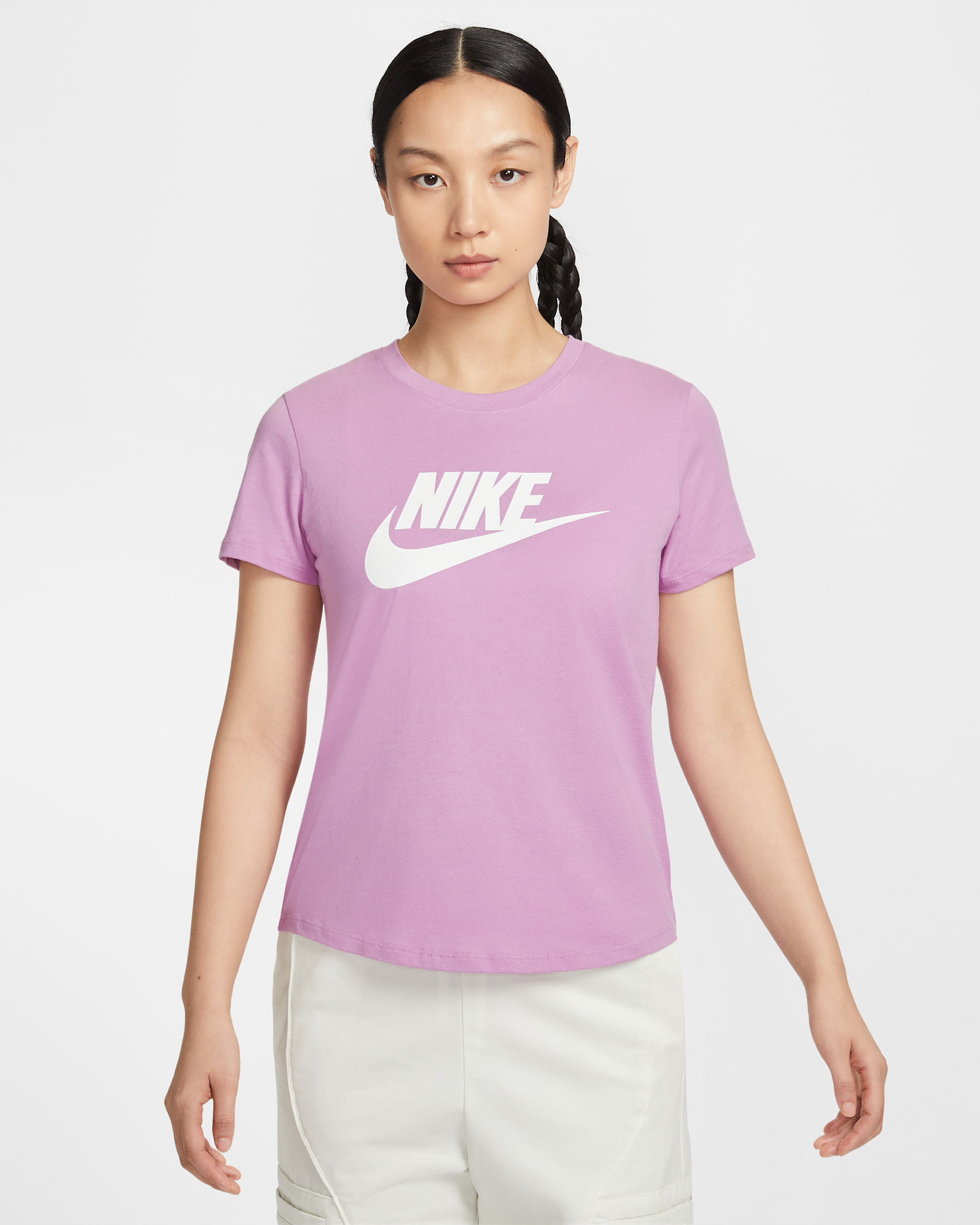 Nike Sportswear Essentials Women's Logo T-Shirt - Light Magenta/White