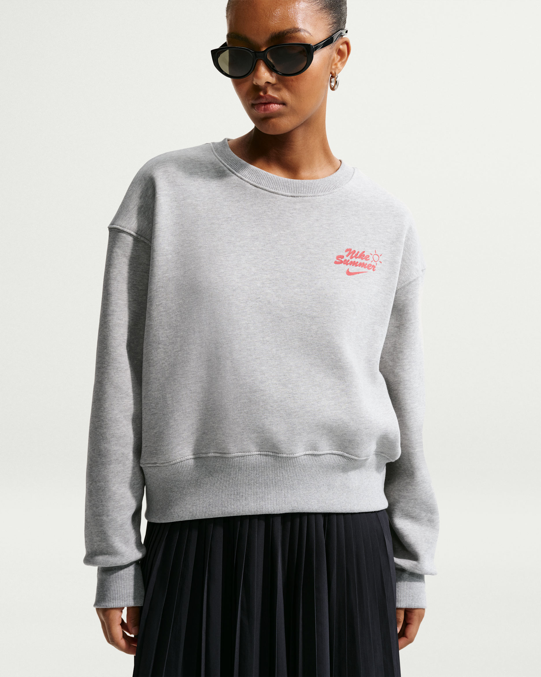 Nike Sportswear Phoenix Fleece oversized sweatshirt met ronde hals voor dames - Dark Grey Heather
