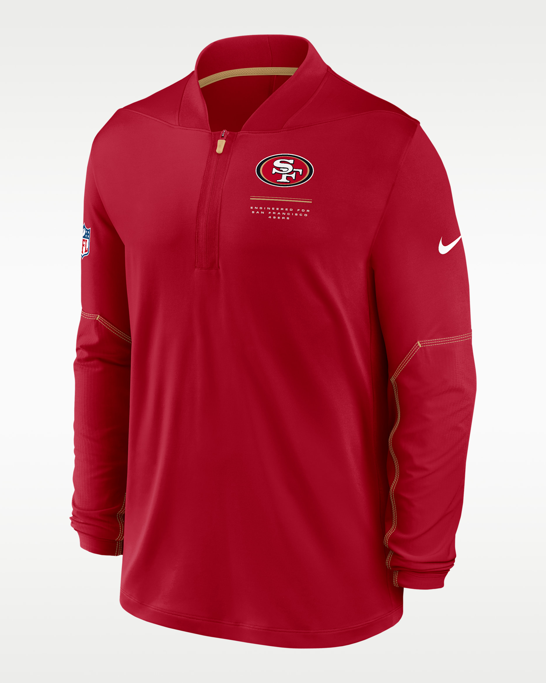 Playera Nike Dri-FIT de la NFL con medio cierre para hombre San Francisco 49ers Sideline - Rojo