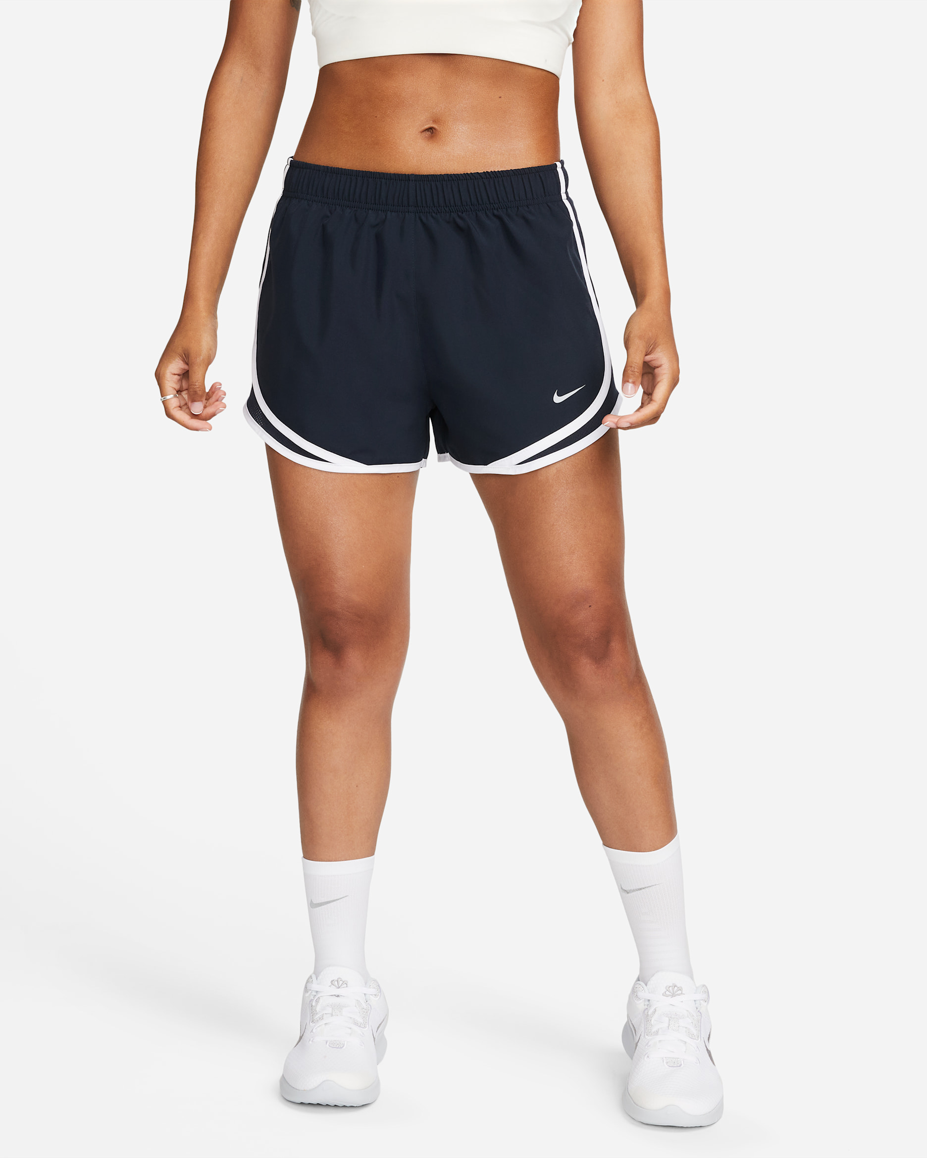 Nike Tempo Shorts de correr con forro de ropa interior para mujer - Obsidiana oscuro/Obsidiana oscuro/Blanco/Gris lobo