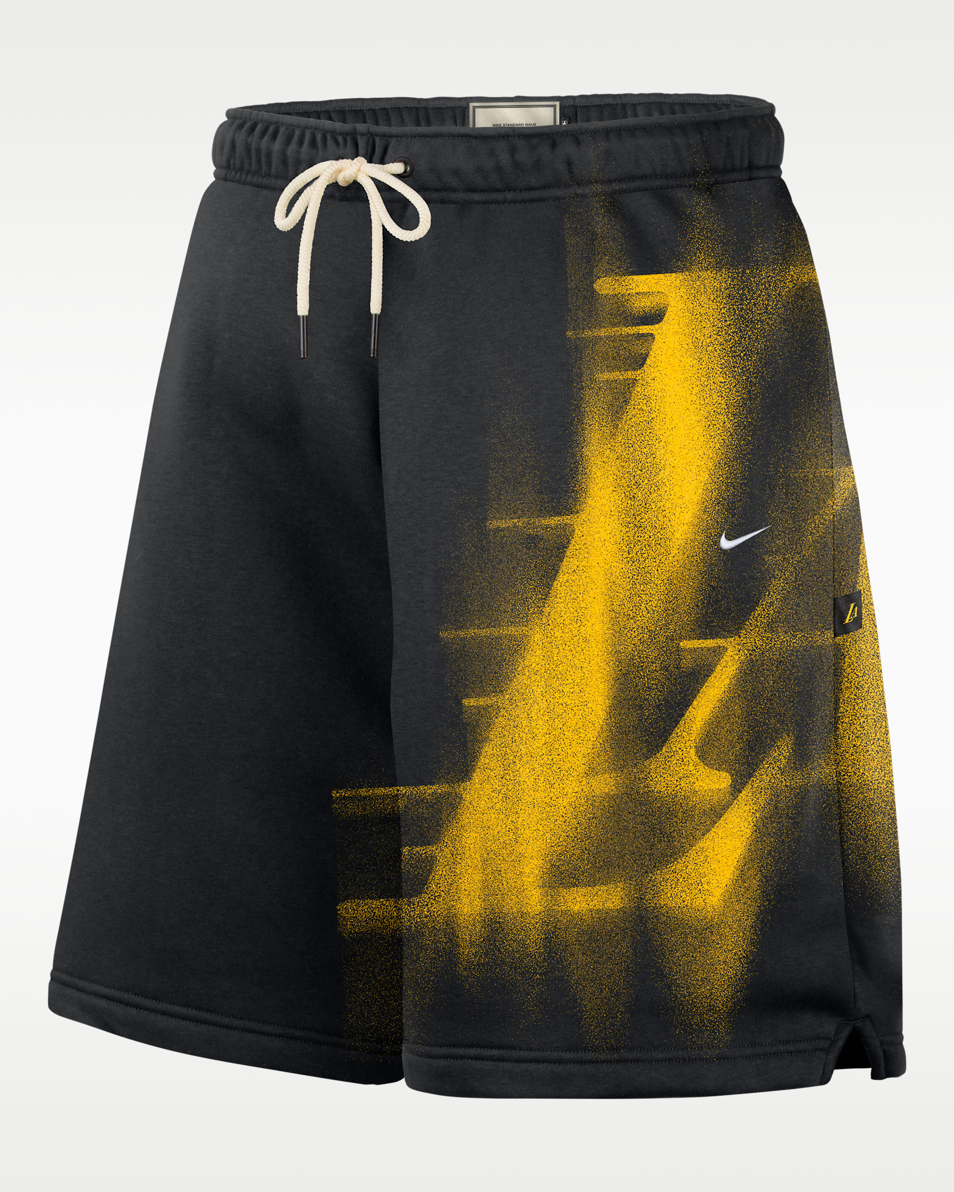 Los Angeles Lakers Standard Issue Nike Men's Fleece Basketball Shorts - Black/White