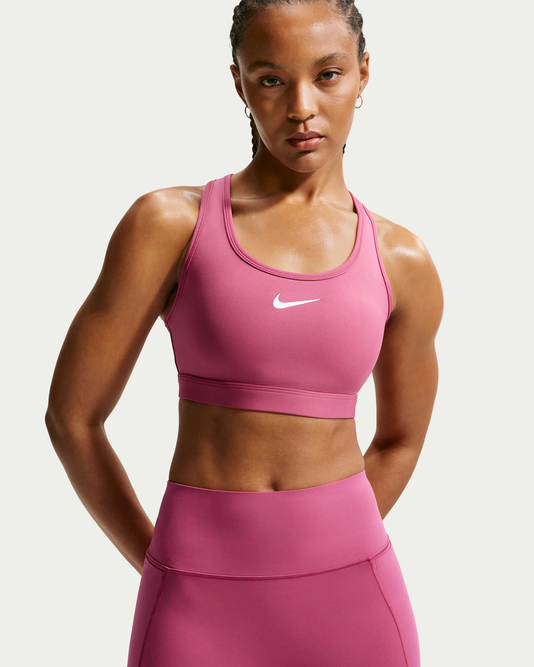 Nike Swoosh Medium Support Women's Padded Sports Bra - Sweet Beet/White