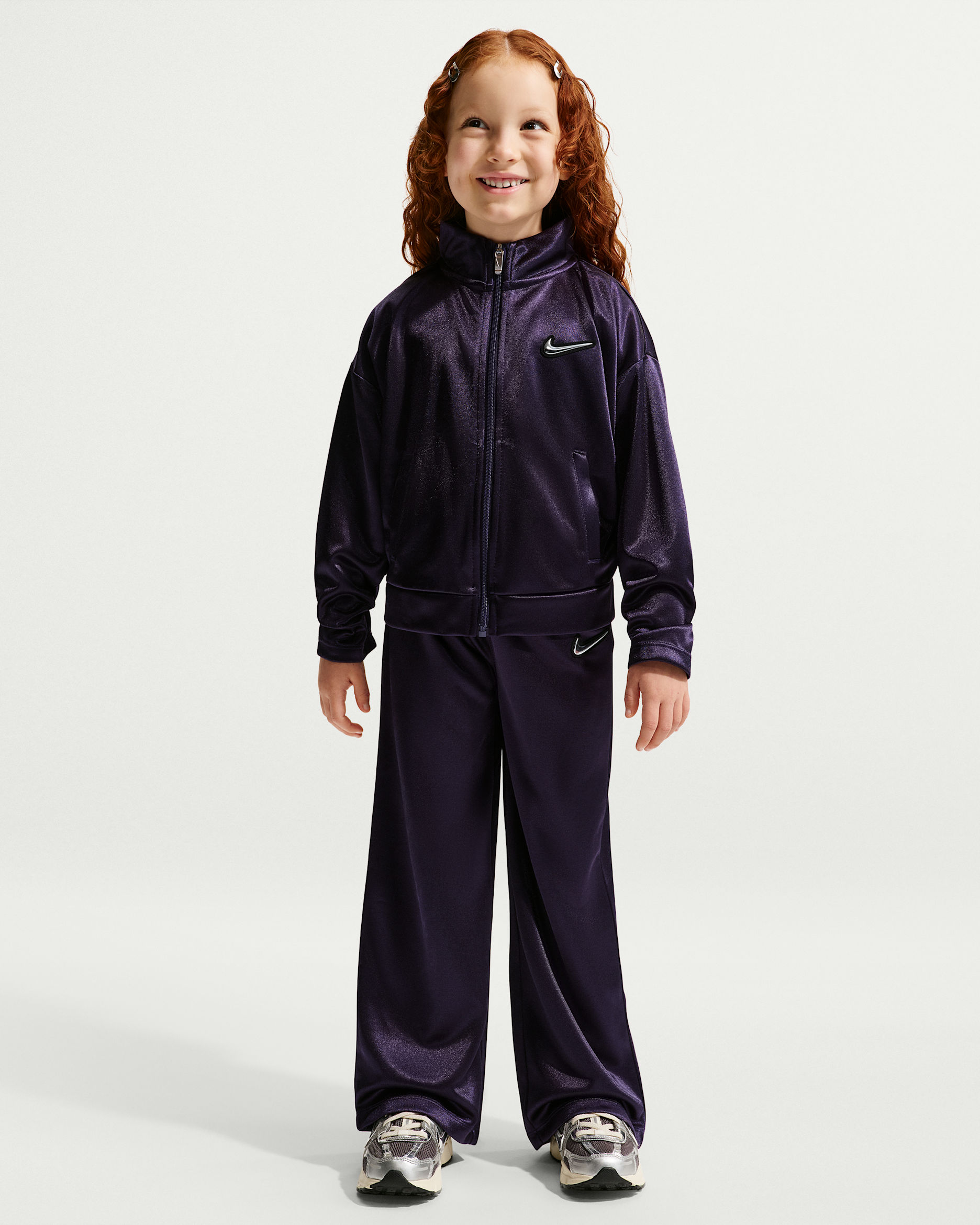Nike Little Kids' Swoosh Sparkle 2-Piece Track Set - Purple Dynasty