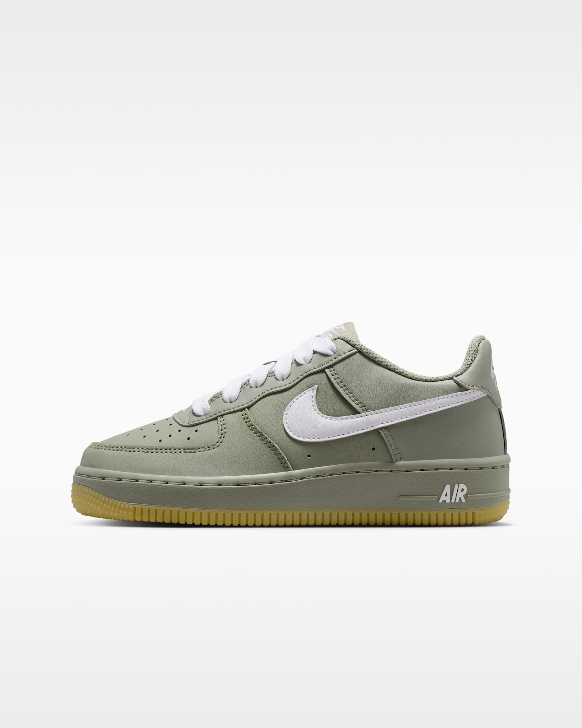 Nike Air Force 1 LV8 Big Kids' Shoes - Light Army/Gum Light Brown/Metallic Silver/White