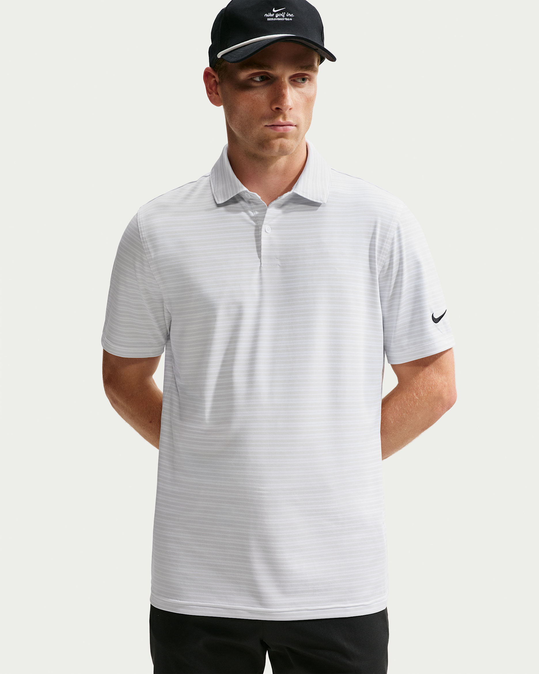 Nike Velocity Men's Dri-FIT Striped Golf Polo - White/White/Black