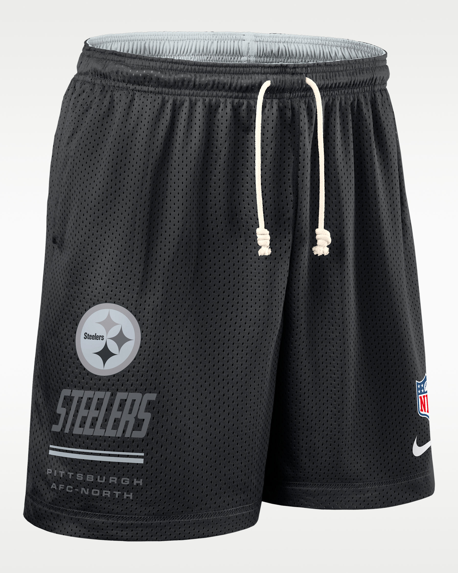 Pittsburgh Steelers Sideline Reversible Men's Nike Dri-FIT NFL Shorts - Black/Pure Platinum