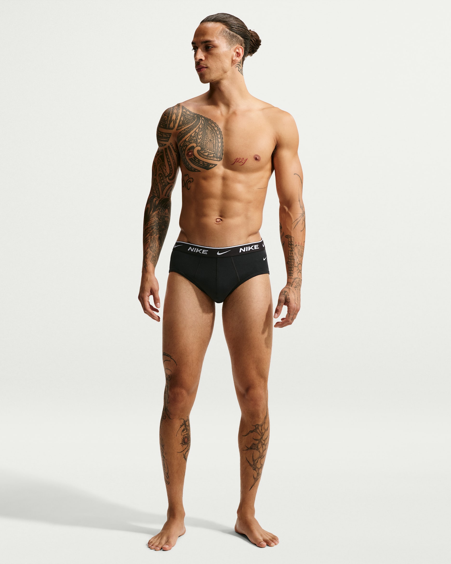 Ανδρικό σλιπ Dri-FIT Nike Essential Cotton Stretch - Μαύρο/Λευκό