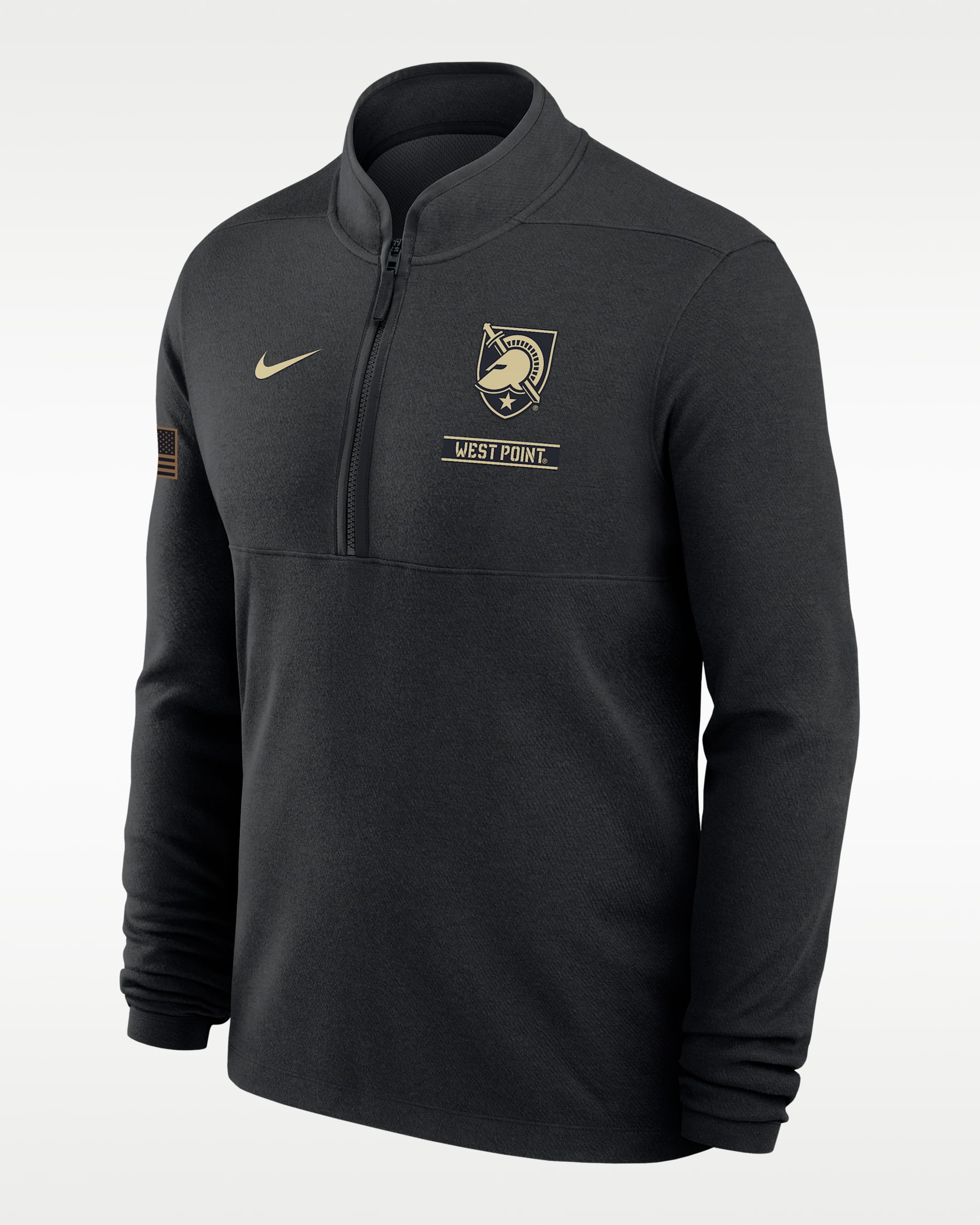 Army 2026 Military Appreciation Stride Men's Nike Dri-FIT College 1/2-Zip Long-Sleeve Top - Black/Team Gold
