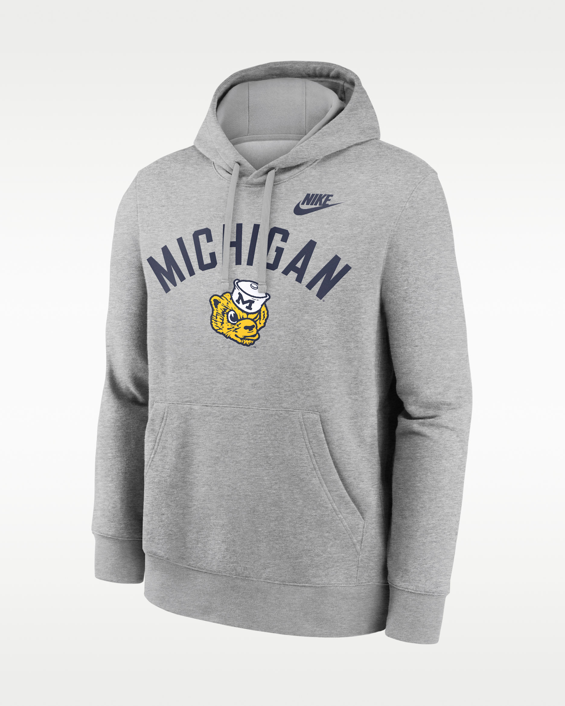 Sudadera con gorro sin cierre universitaria Nike para hombre Michigan Legacy Arch Club - Gris jaspeado