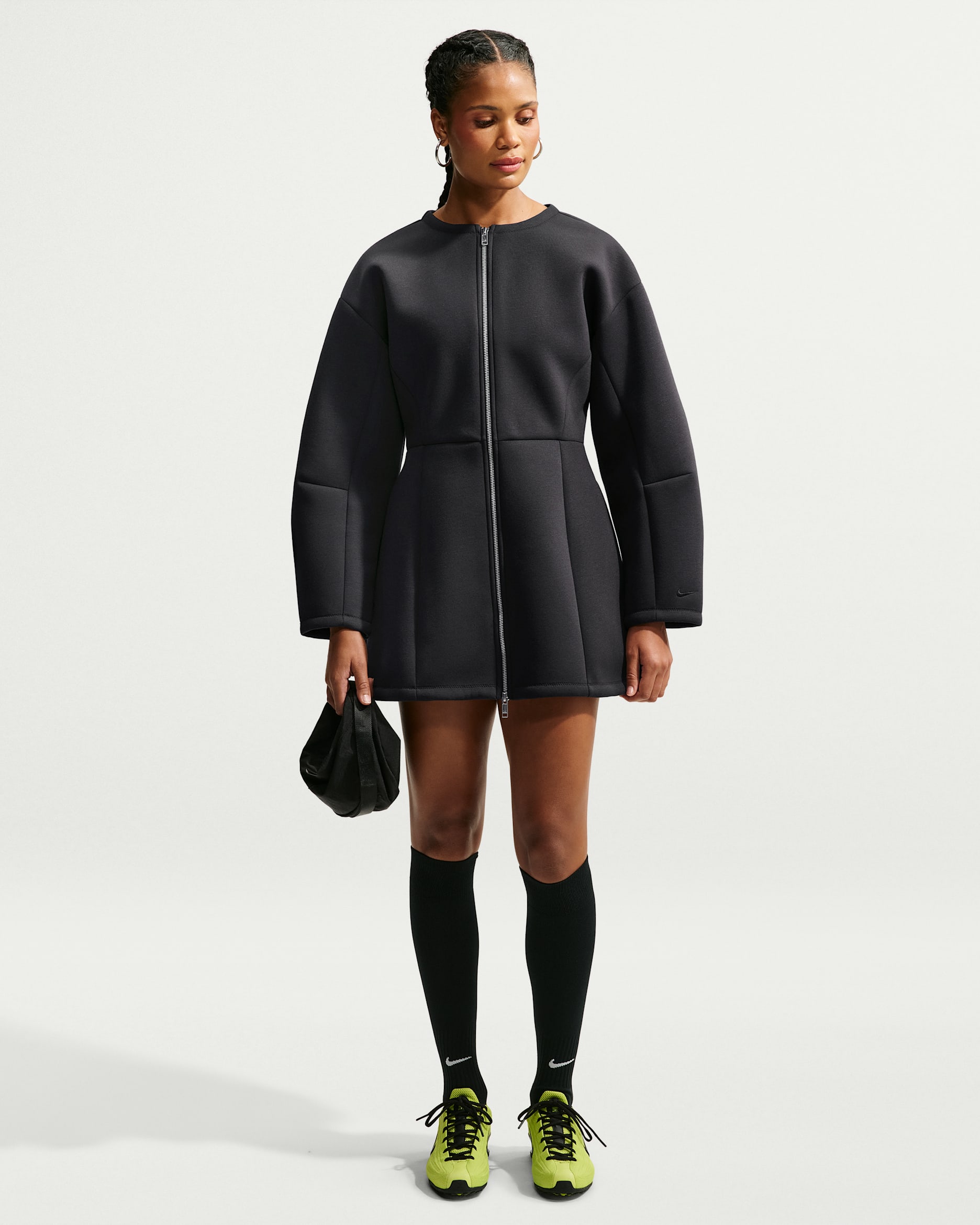 Abito oversize Nike Pregame Fleece – Donna - Nero/Nero