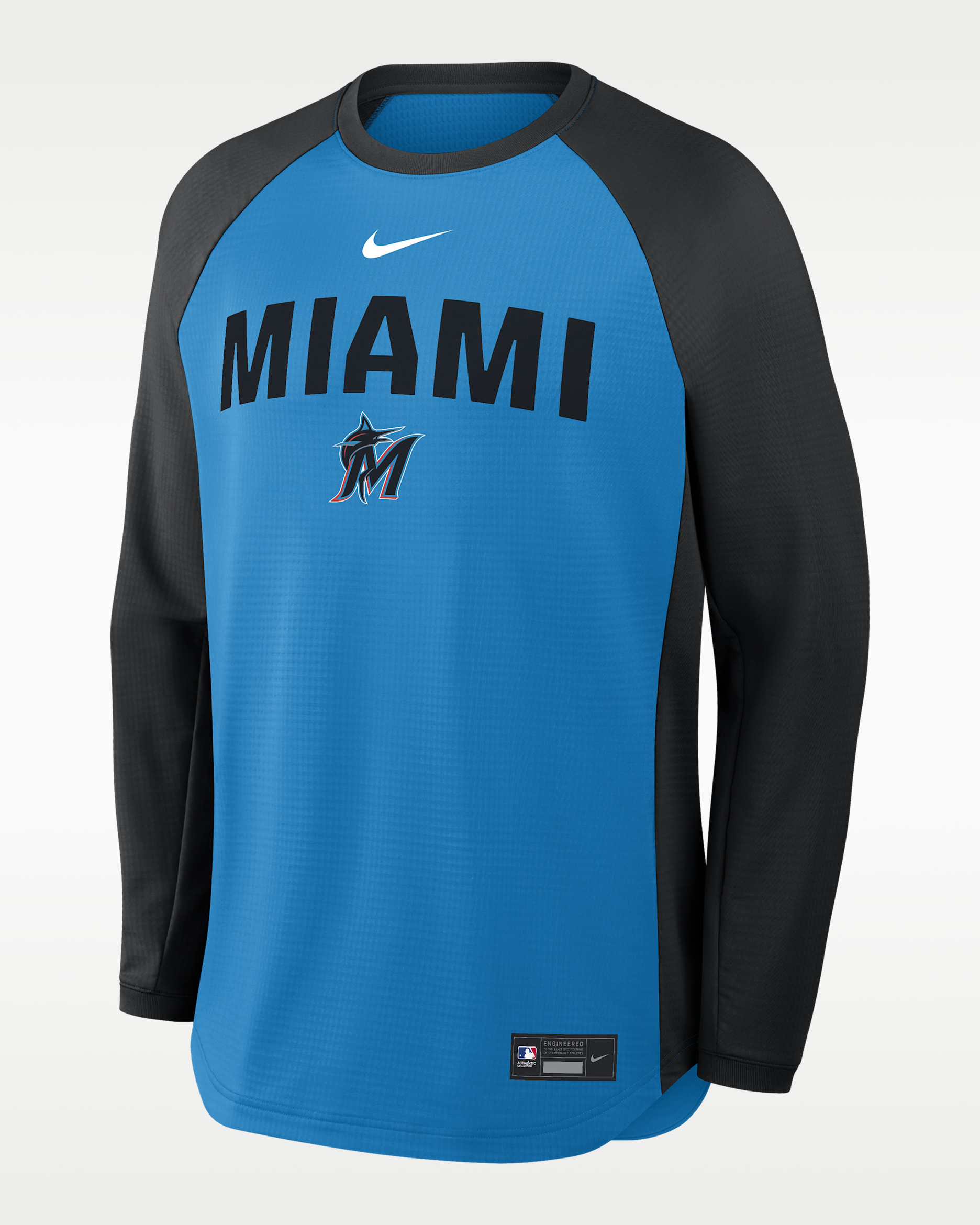 Miami Marlins Authentic Collection Men's Nike Dri-FIT Pullover Crew - Neptune Blue