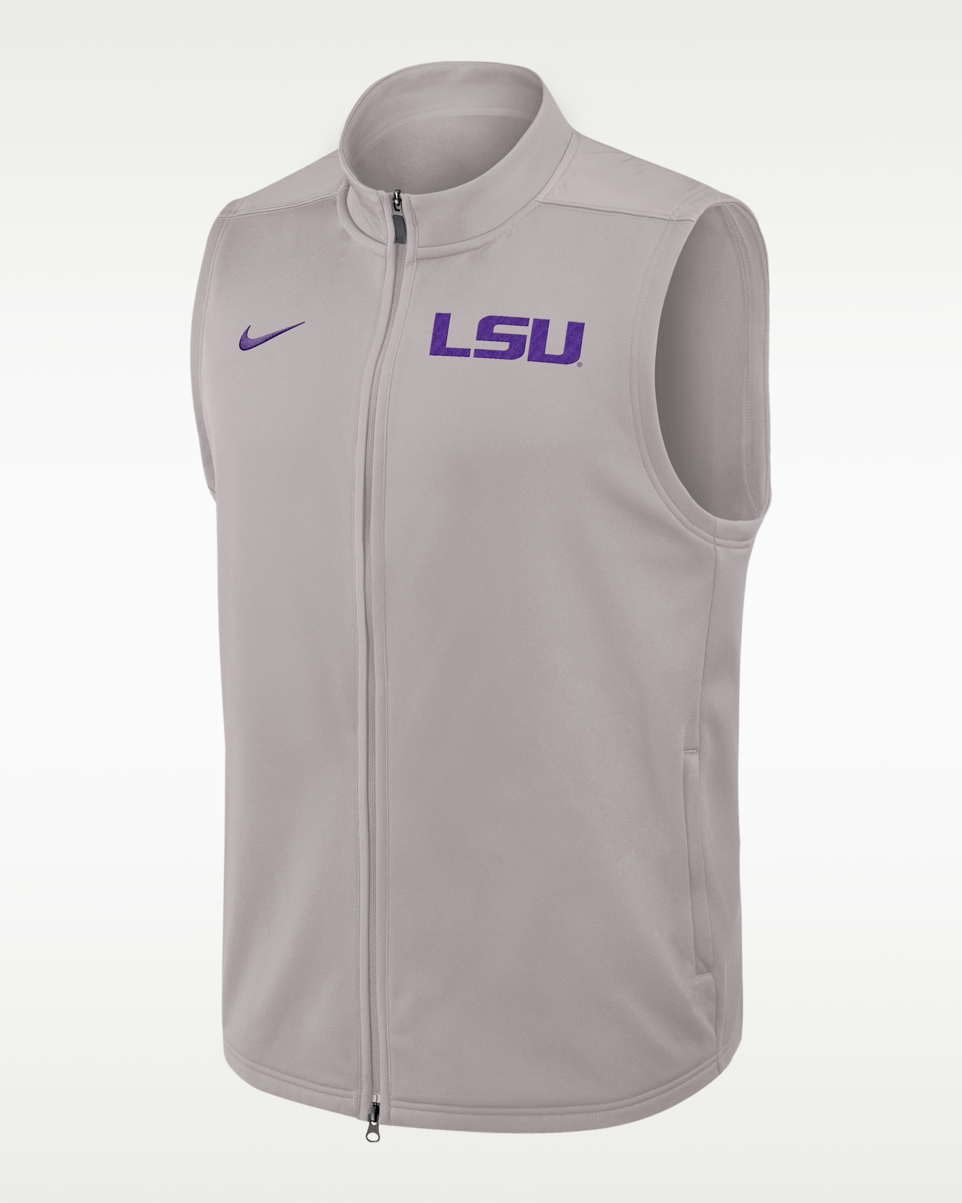 Chaleco universitario Nike Therma-FIT de cierre completo para hombre LSU Victory - Gris