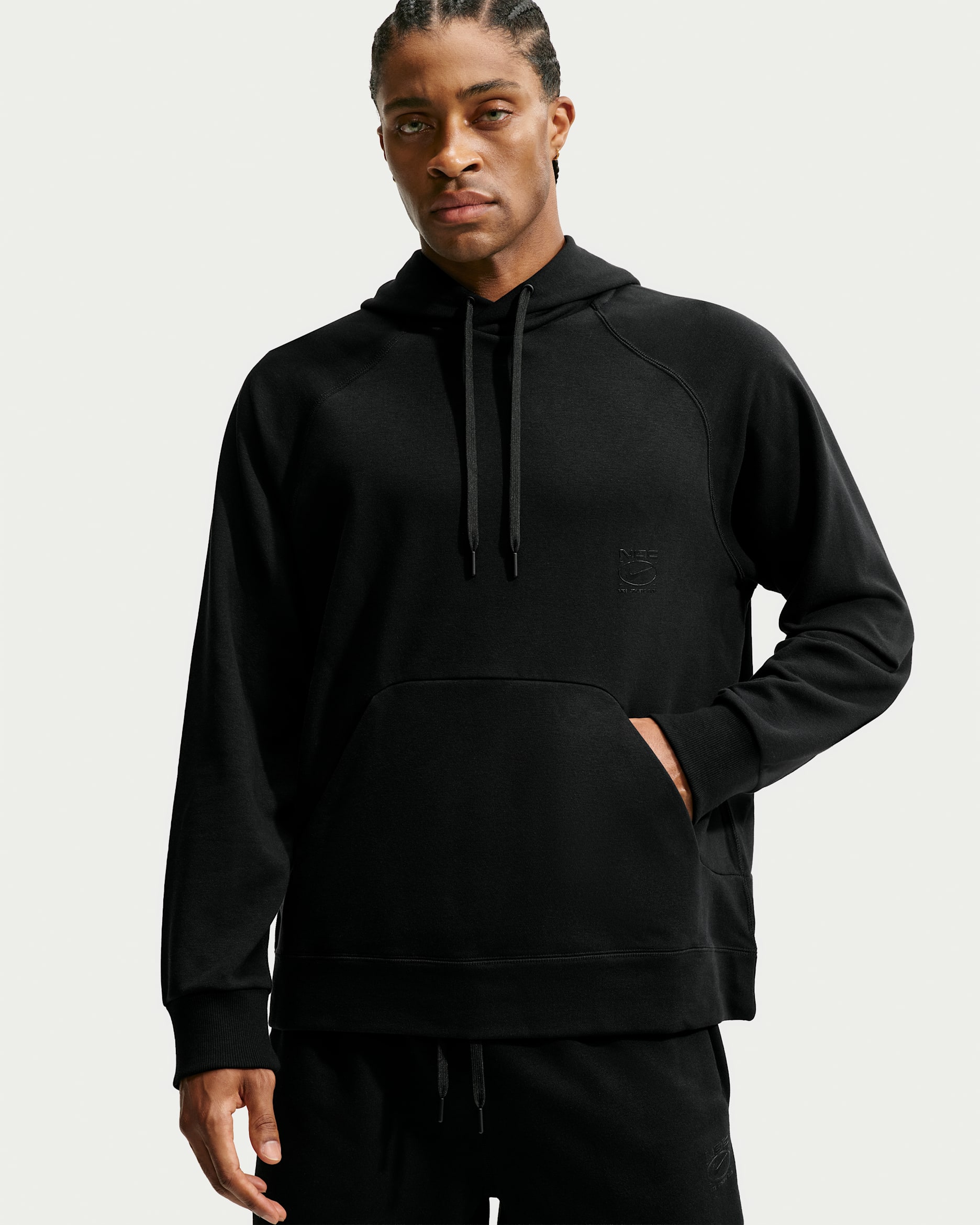 Pánská volnější flísová tréninková mikina Nike N.A.C. Dri-FIT s kapucí - Černá/Černá