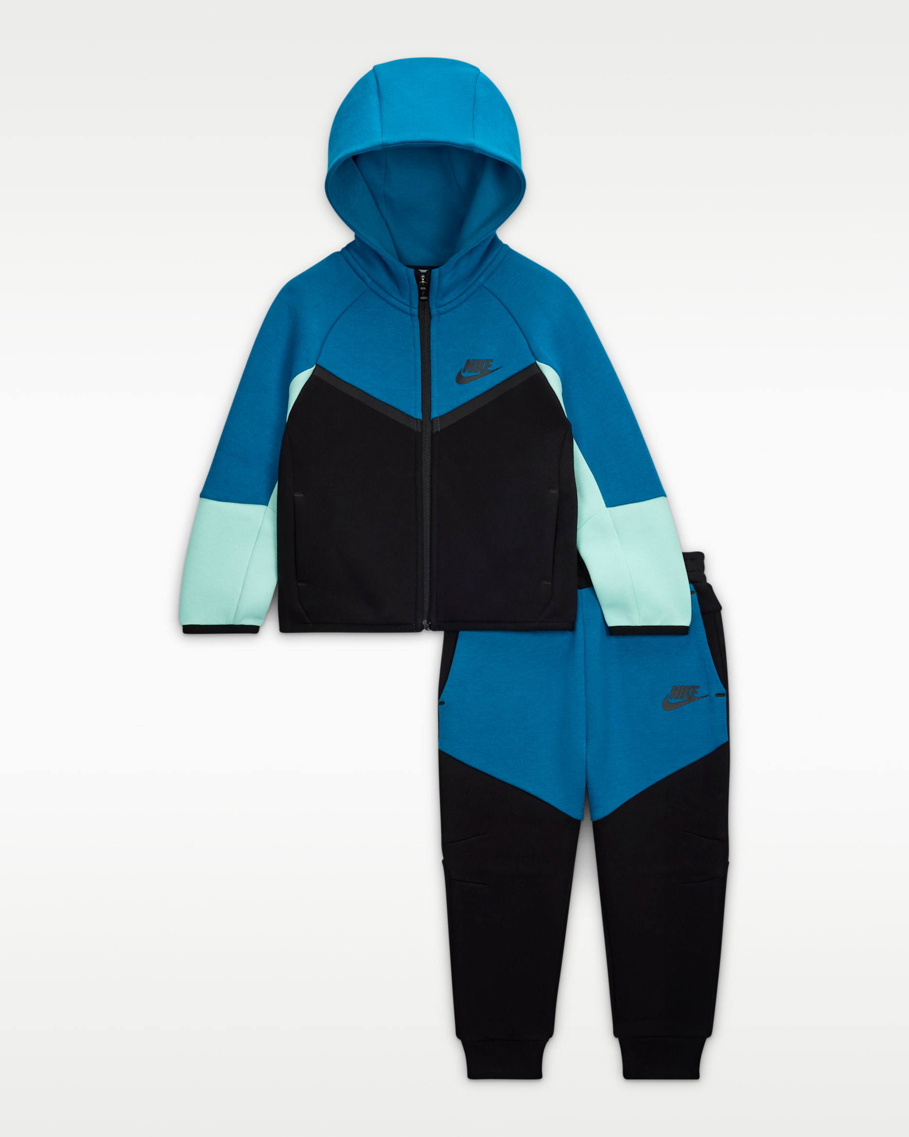 Nike Sportswear Tech Fleece 2-teiliges Set mit durchgehendem Reißverschluss (Babys) - Schwarz/Green Abyss