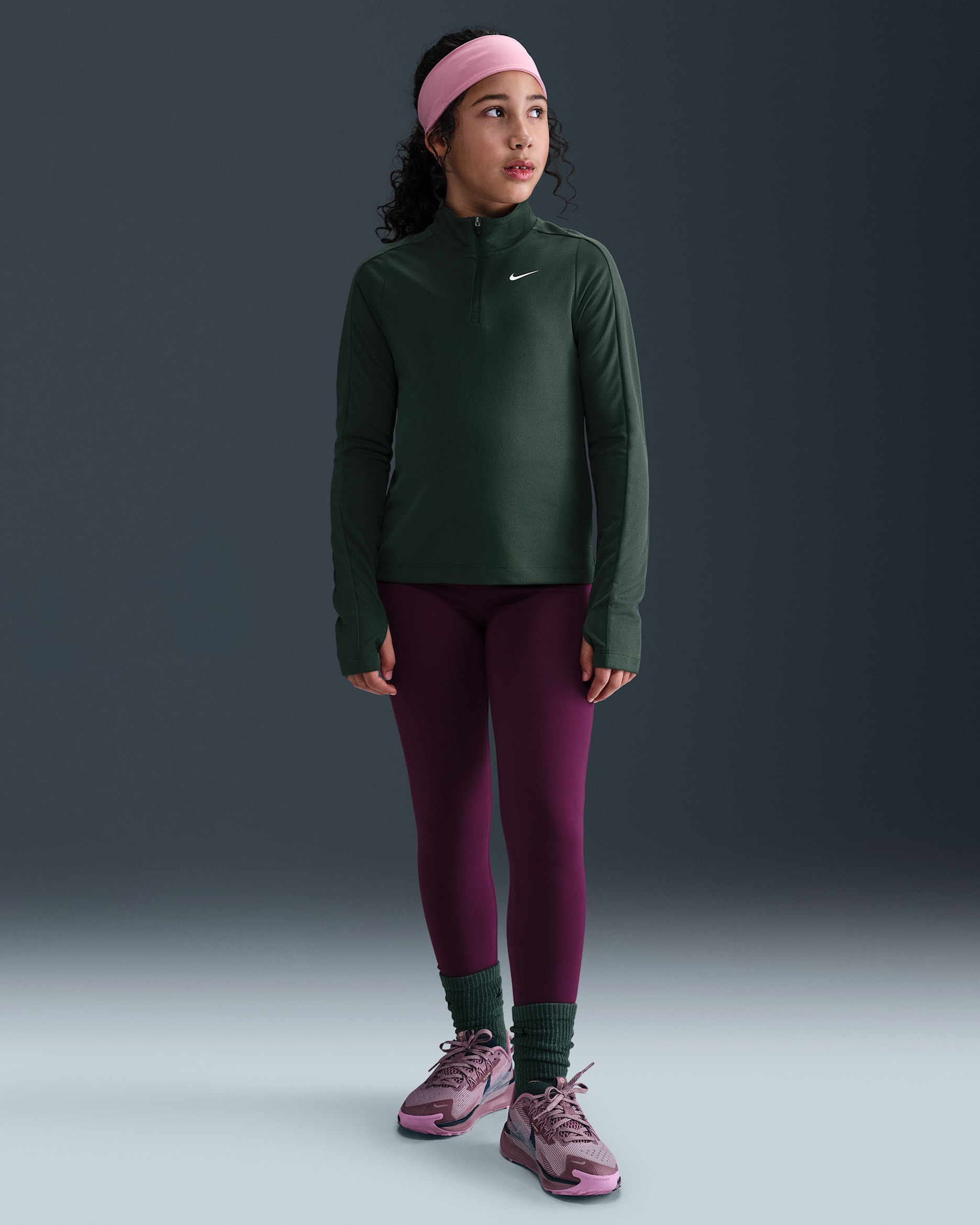 Nike One Big Kids' (Girls') Dri-FIT High-Waisted Leggings - Bordeaux/White