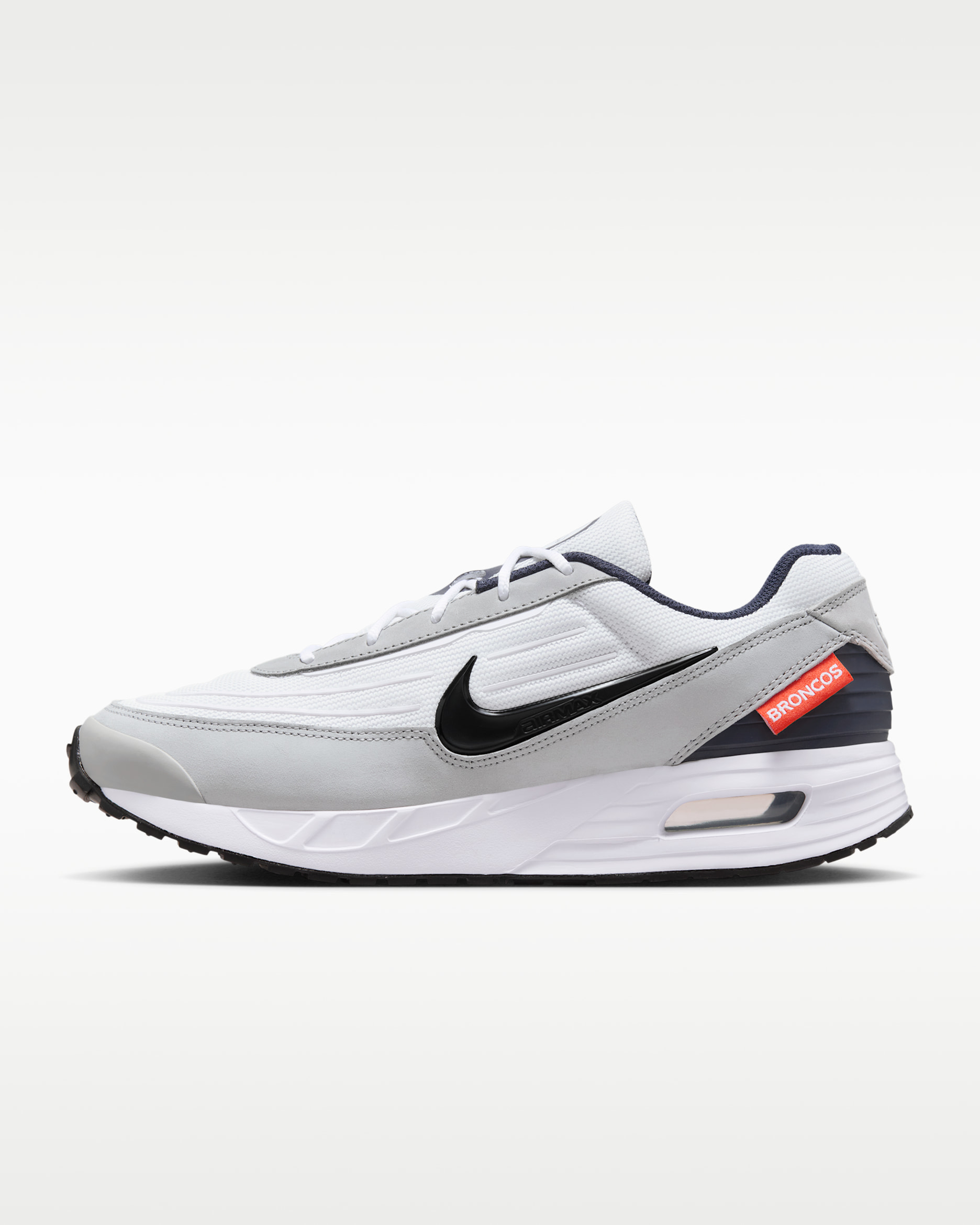 Tenis Nike de la NFL para hombre Denver Broncos Air Max Verse - Gris humo claro/Azul marino universitario/Blanco/Negro