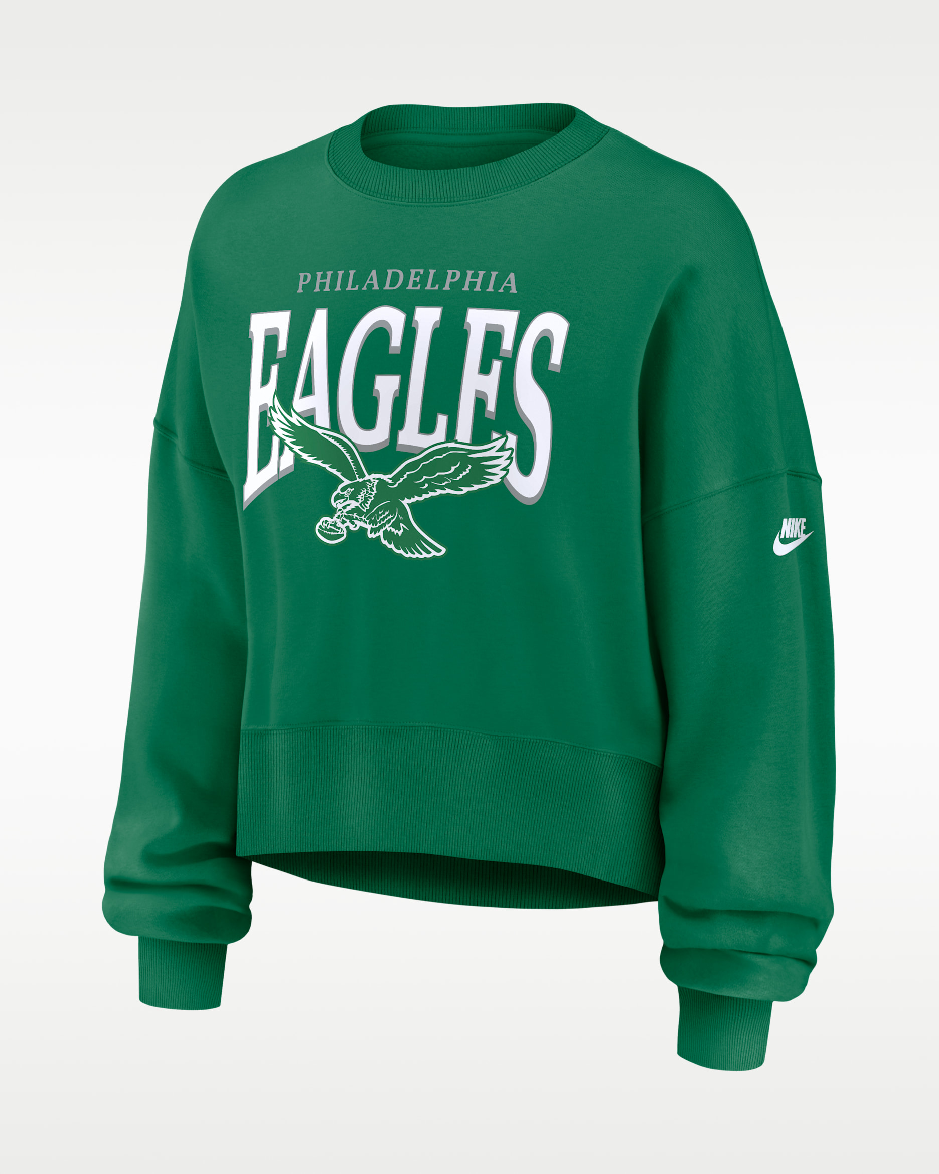 Philadelphia Eagles Rewind Phoenix Women's Nike NFL Oversized Pullover Crew - Kelly Green