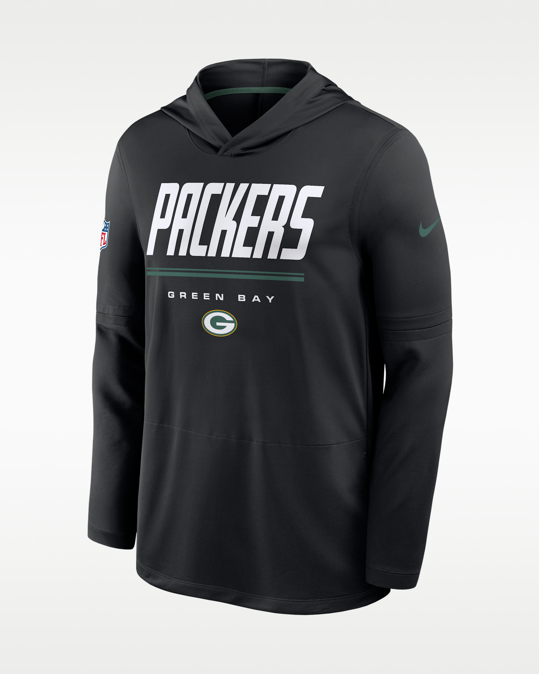 Green Bay Packers Sideline Men's Nike Dri-FIT NFL Long-Sleeve Hooded Top - Black