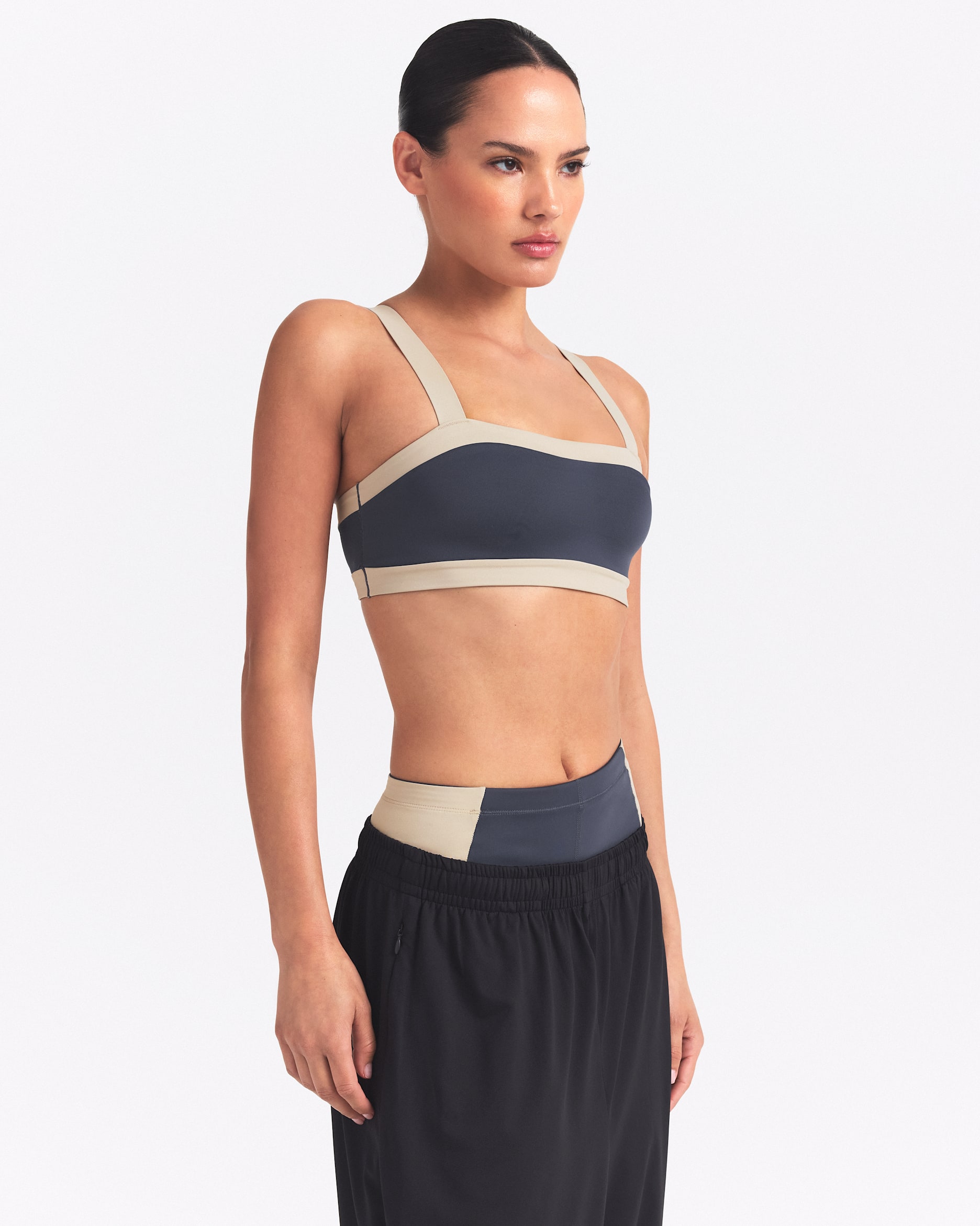 NikeSKIMS Matte Shine Mix Women's Straight-Neck Bra - NSKM DEEP ROYAL/NSKM STONE