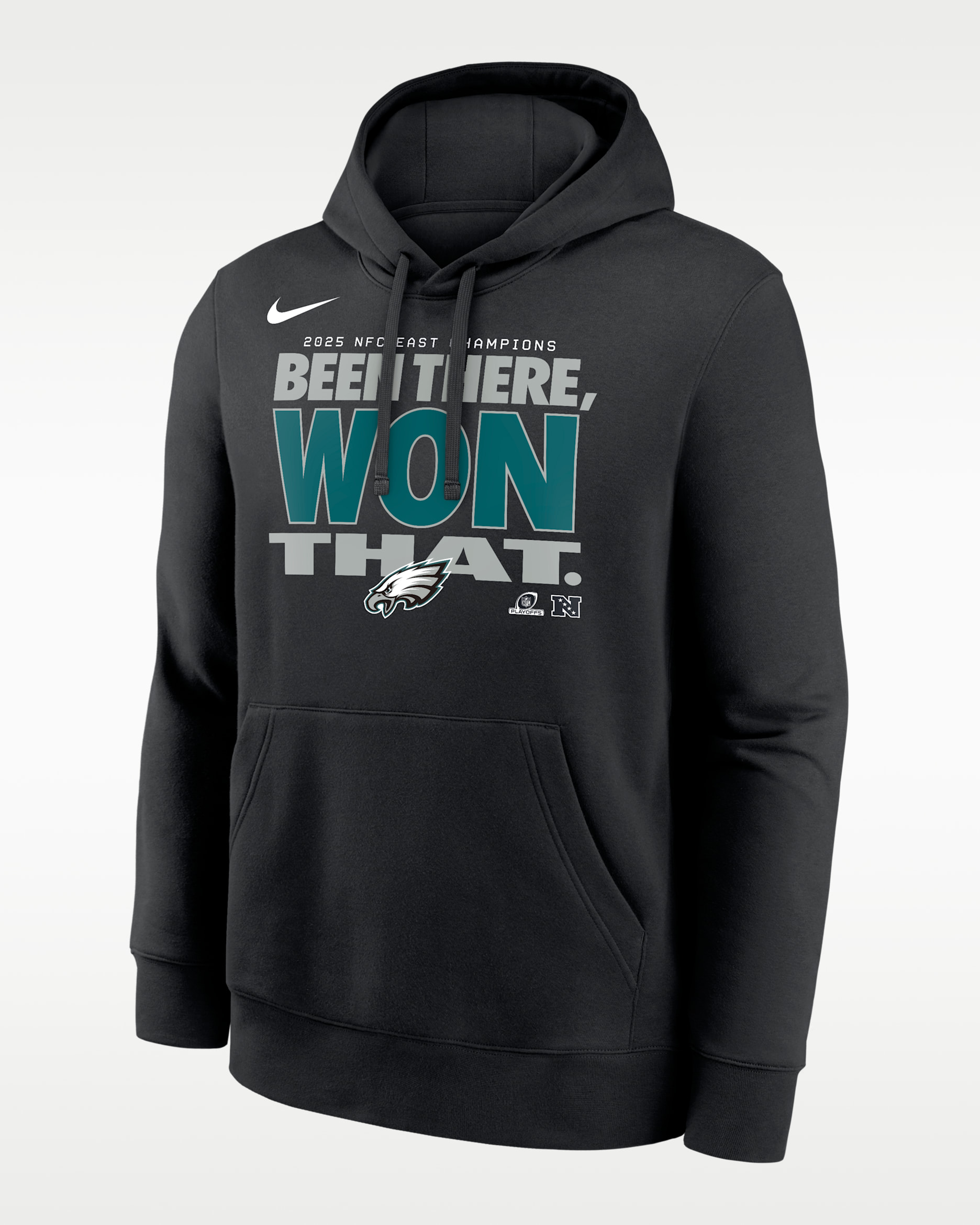 Philadelphia Eagles 2025 NFC East Champions Trophy Men's Nike NFL Pullover Hoodie - Black