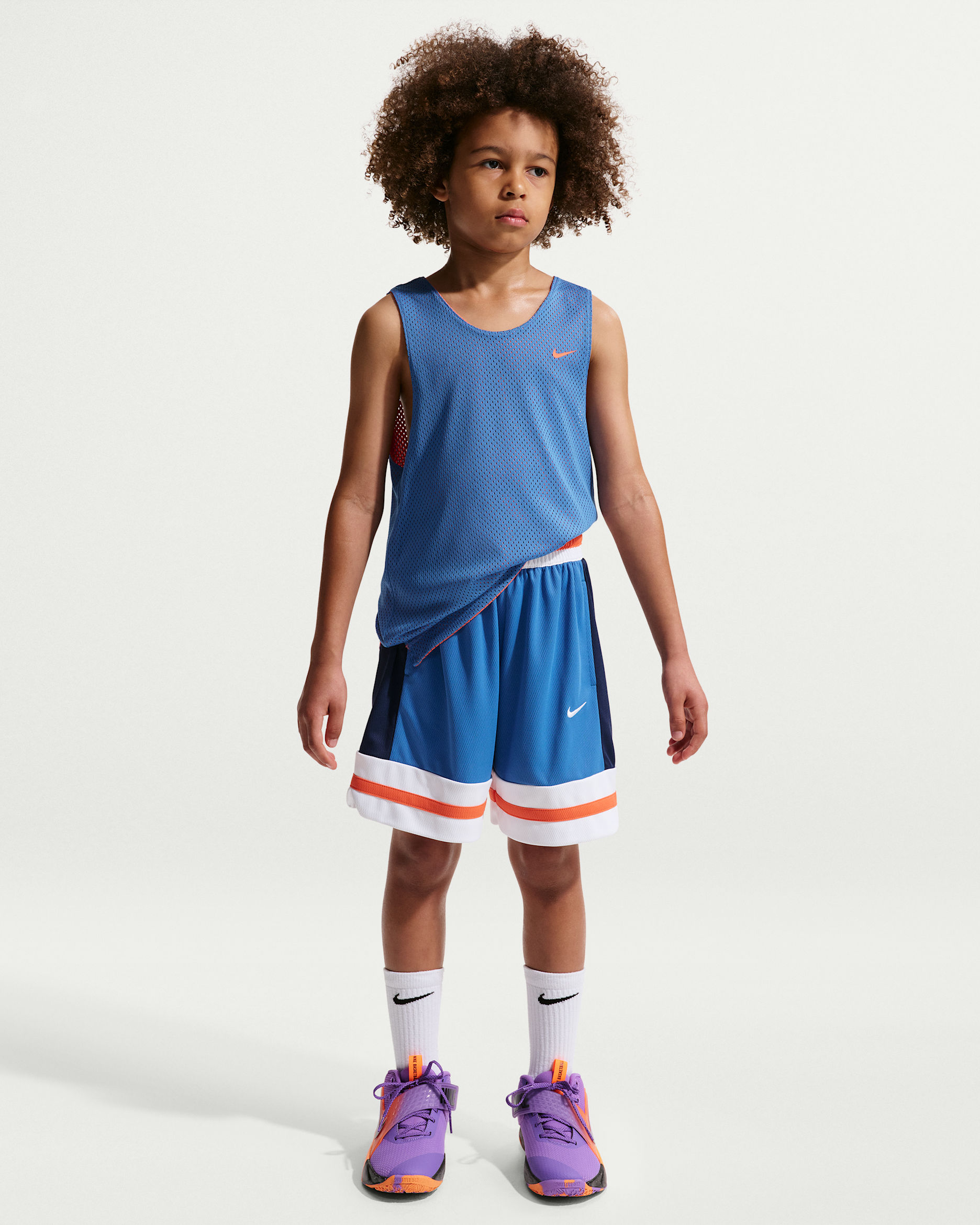 Nike Big Kids' Dri-FIT Basketball Game Shorts - Star Blue/Midnight Navy/White