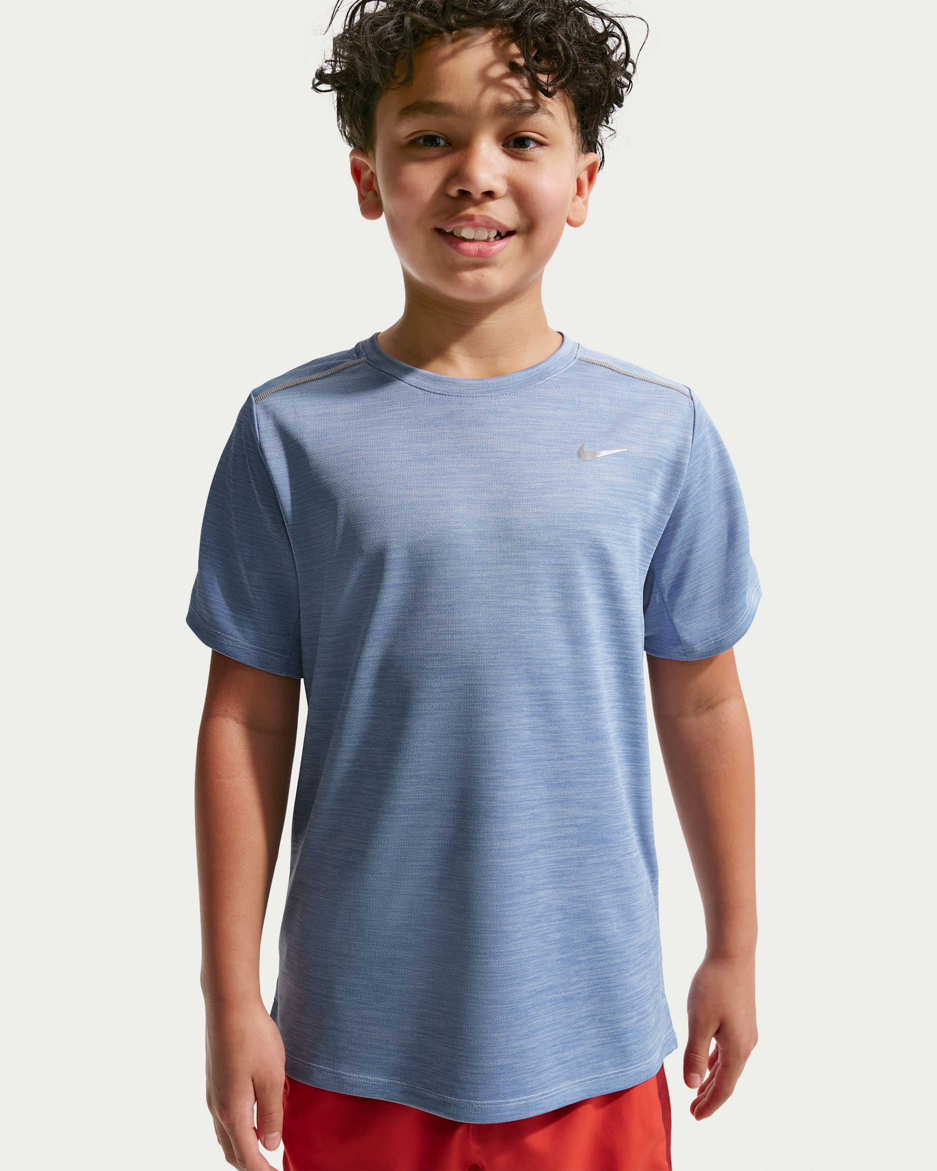 Nike Miler Older Kids' Dri-FIT Short-Sleeve Top - Work Blue/Hydrogen Blue/Heather
