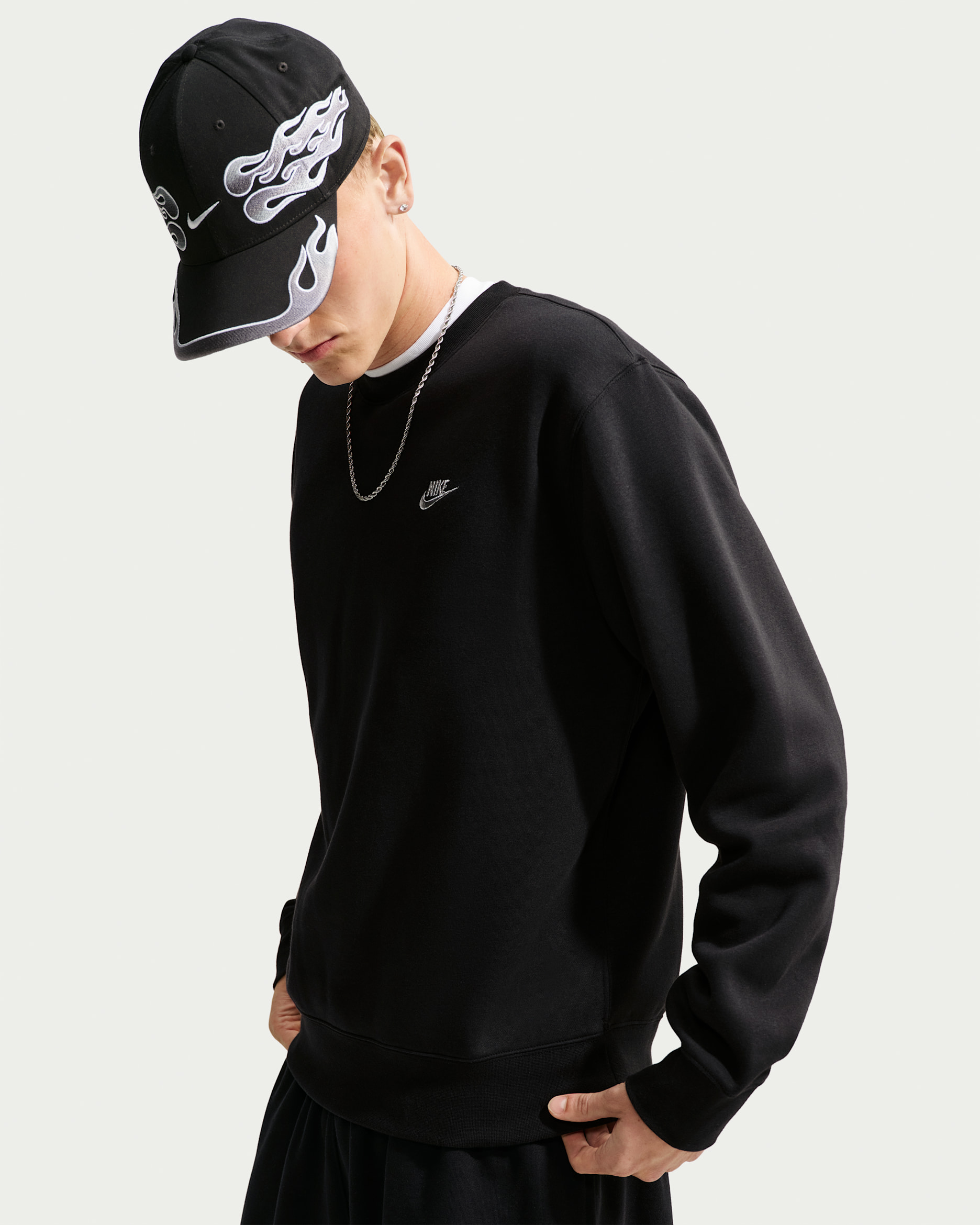 Nike Club Sudadera de tejido Fleece - Hombre - Negro/Plata metalizado
