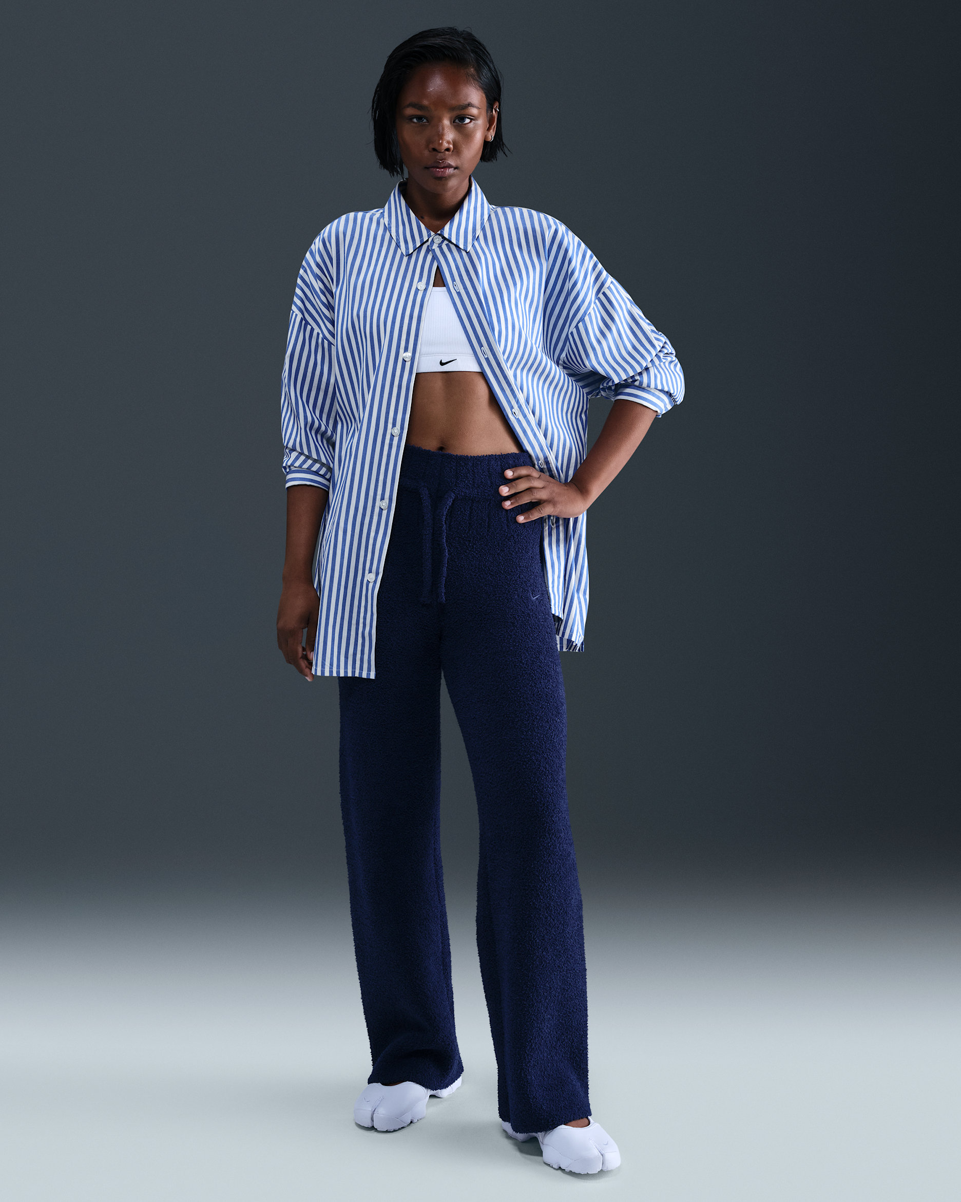 Nike Sportswear Phoenix Cozy Bouclé Women's Slim Knit Pants - Midnight Navy/Midnight Navy