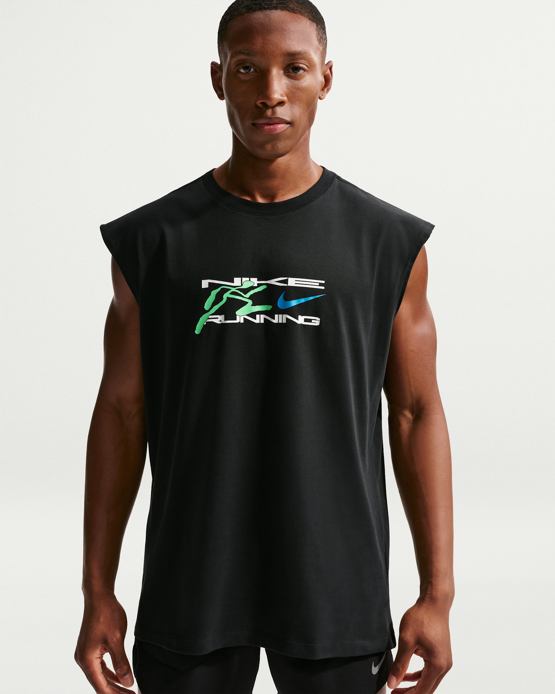 Nike Men's Dri-FIT Sleeveless Running T-Shirt - Black
