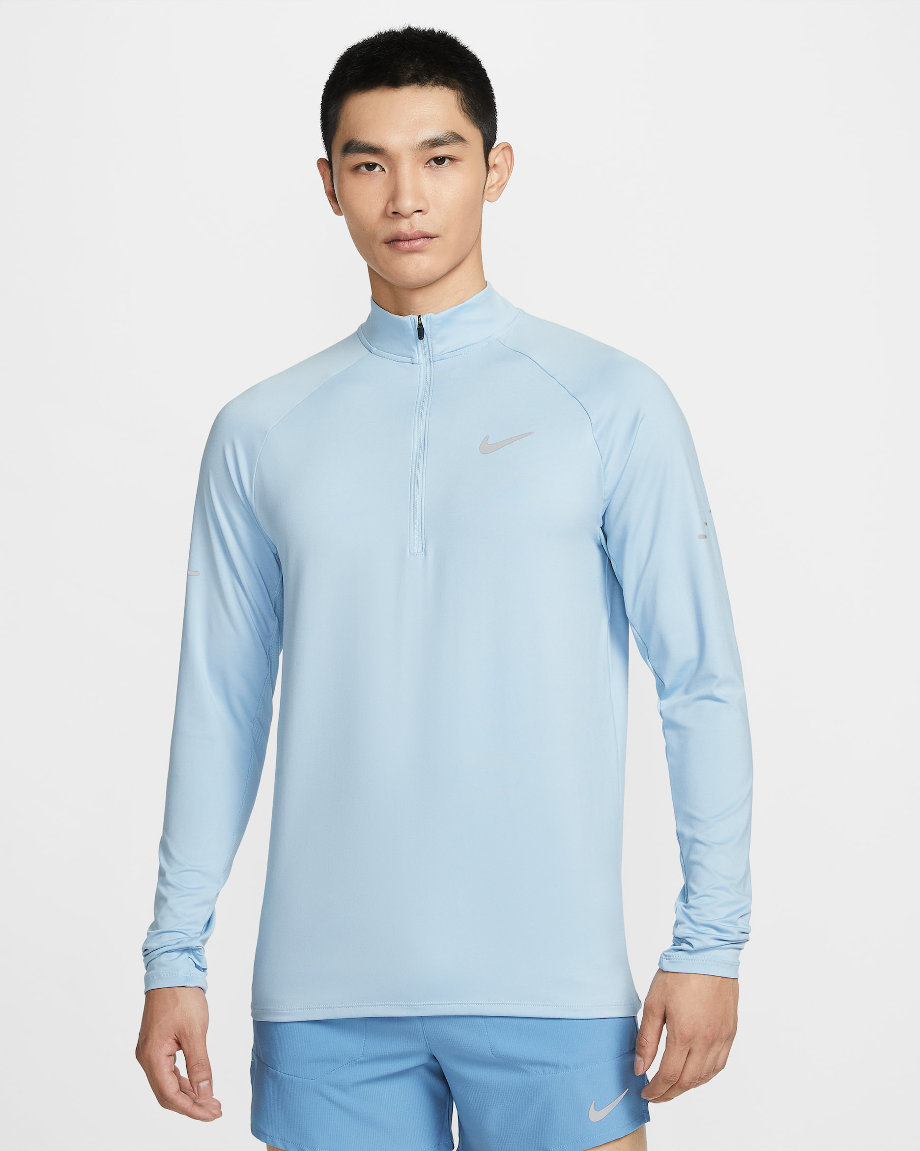 เสื้อวิ่ง Dri-FIT ซิปสั้นผู้ชาย Nike Stride - Light Armory Blue