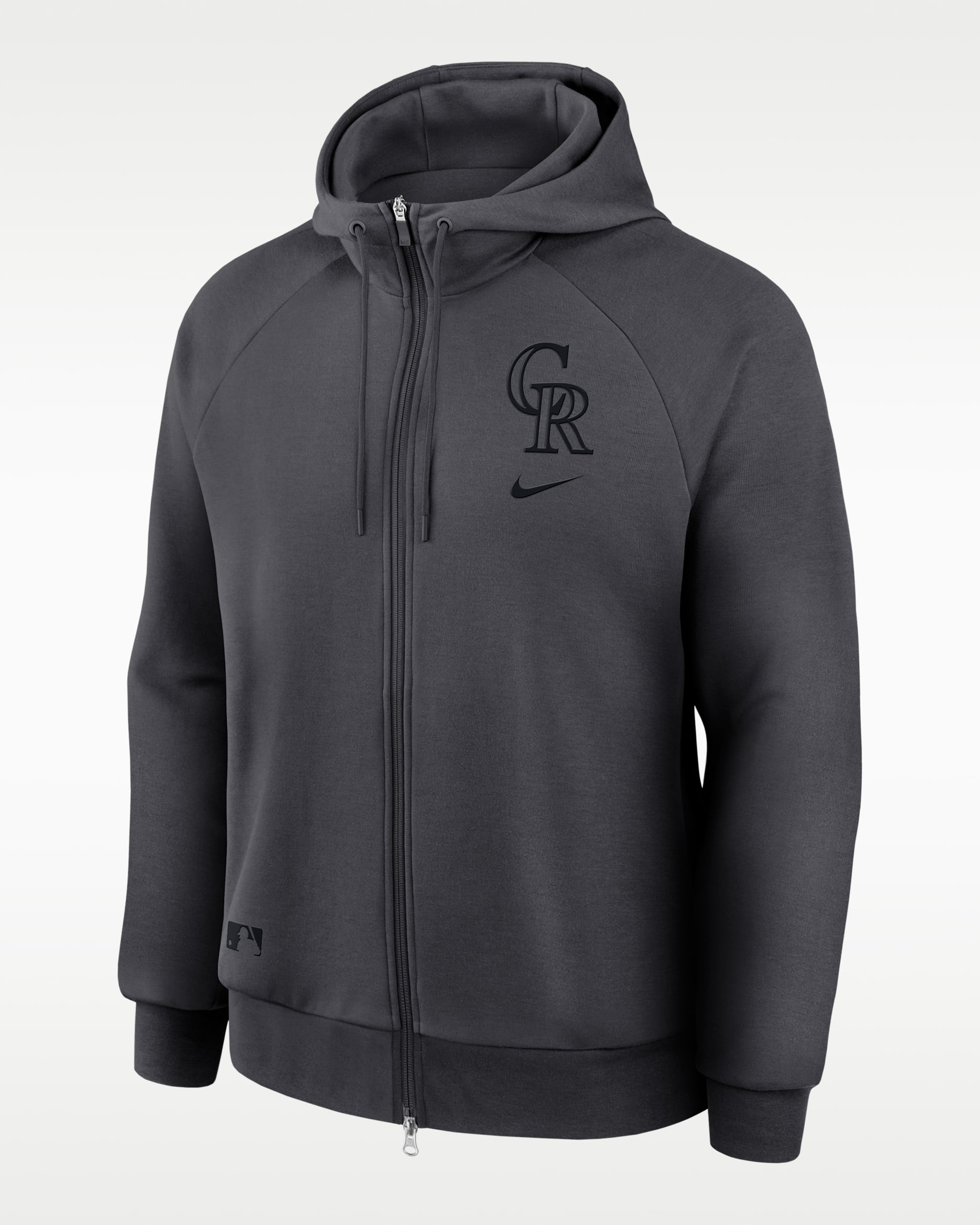 Sudadera con capucha y cierre completo Nike Dri-Fit de la MLB para hombre Colorado Rockies Authentic Collection - Antracita