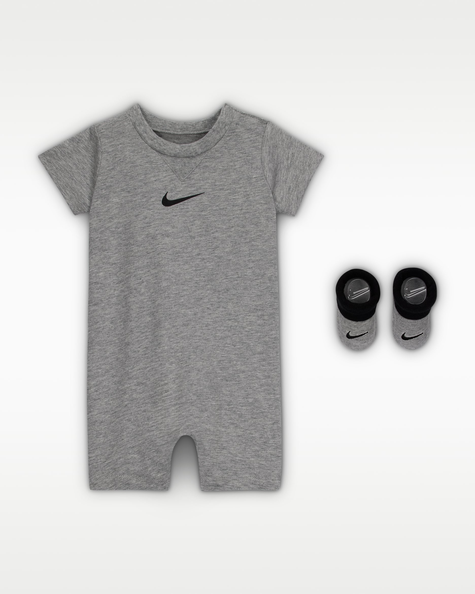 Nike Baby Essentials Baby Romper and Booties Set - Dark Grey Heather