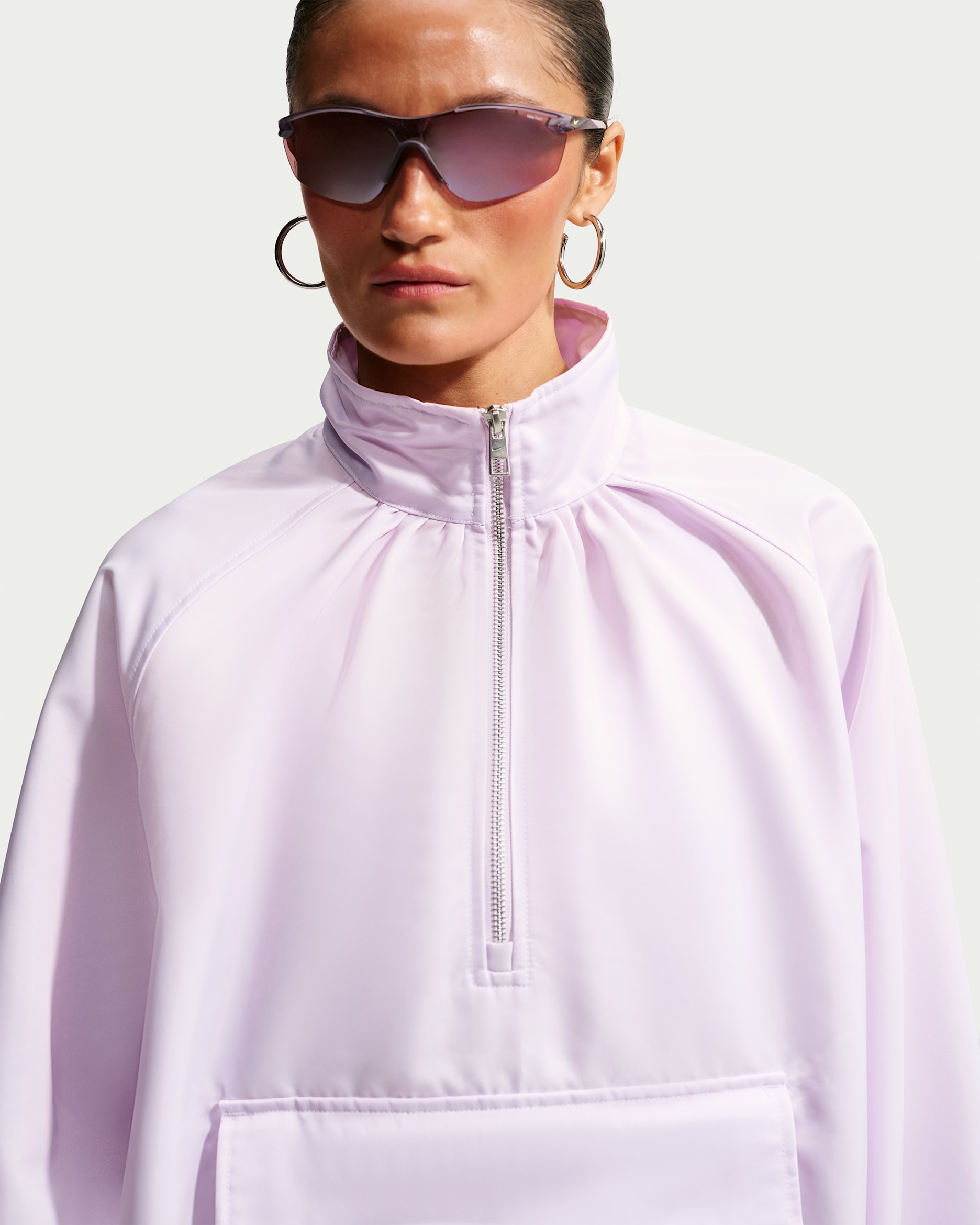 Nike Sportswear Women's Satin 1/4-Zip Anorak - Bleached Lilac/Bleached Lilac