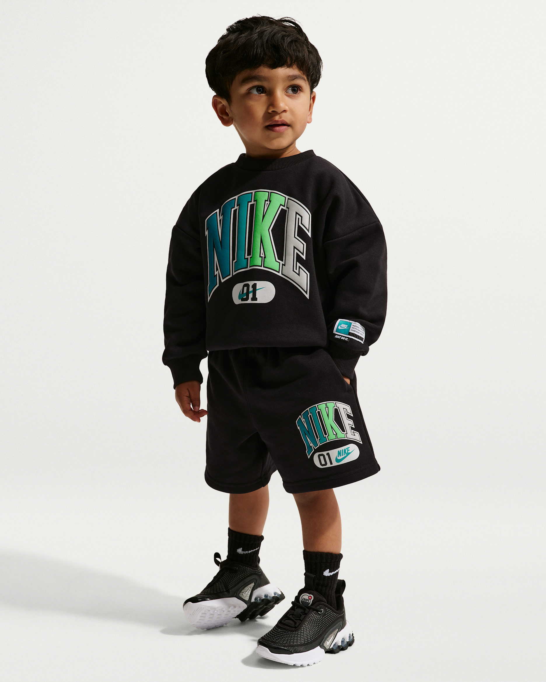Sudadera de cuello redondo de tejido Fleece Multisport infantil Nike Sportswear - Negro