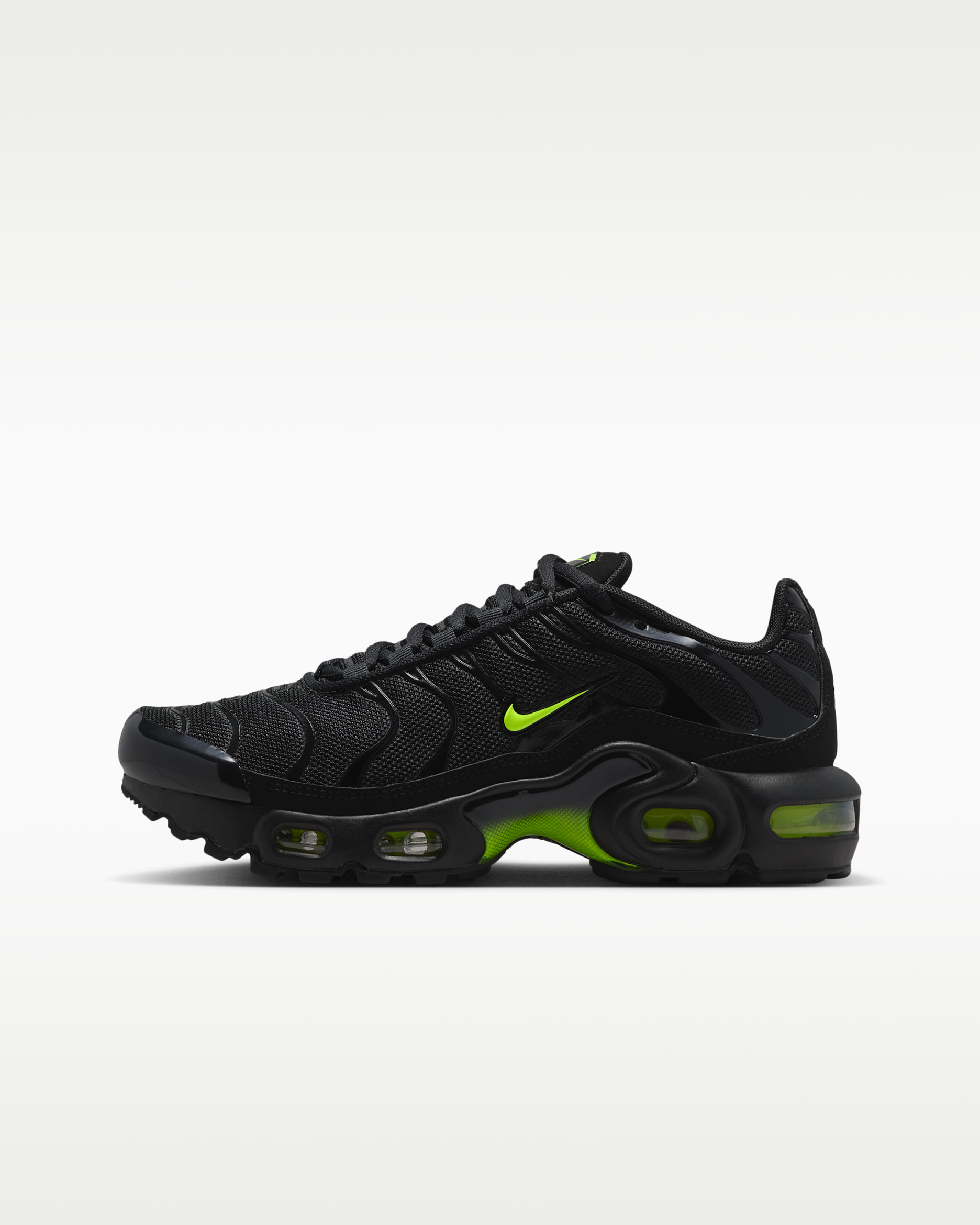 Nike Air Max Plus Older Kids' Shoes - Black/Black/Volt Ice