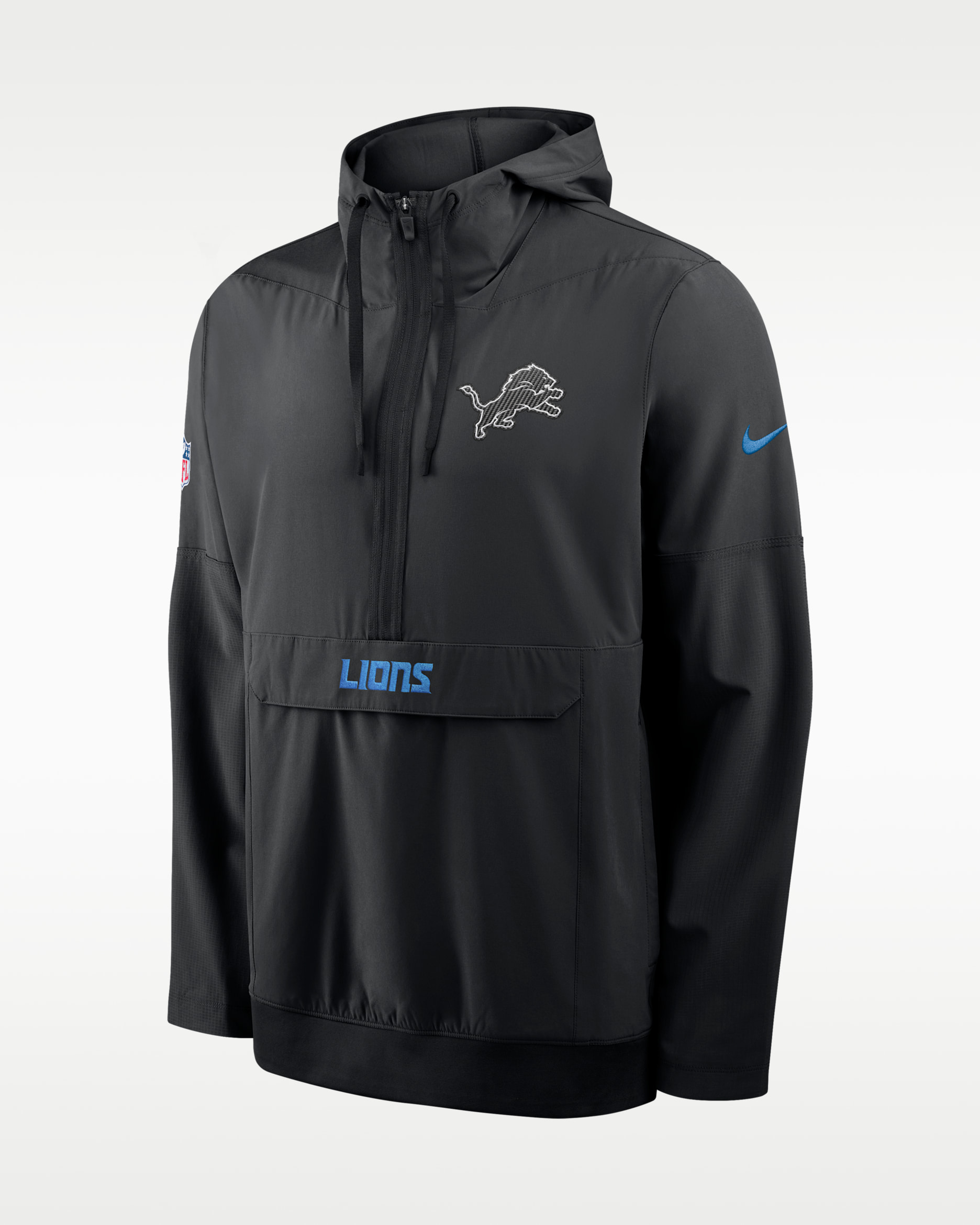 Detroit Lions Rivalries Collection Sideline Anorak Men's Nike NFL 1/2-Zip Hooded Jacket - Black