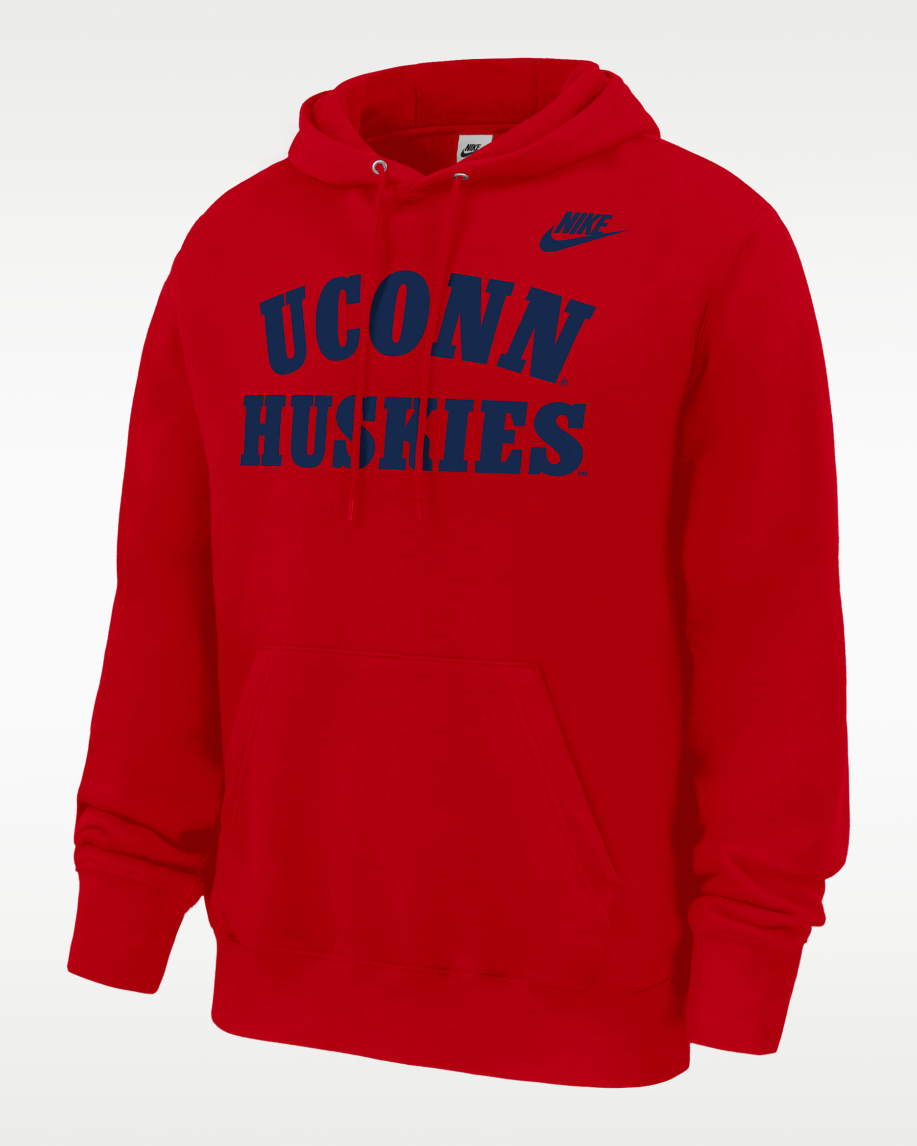 Sudadera con gorro sin cierre de futbol Nike de tejido Fleece para hombre Connecticut Huskies Club - Rojo universitario
