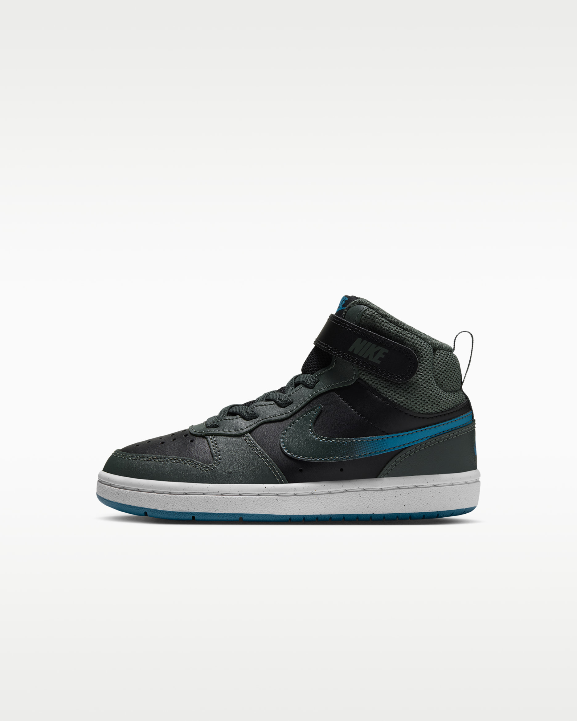 Nike Court Borough Mid 2 Little Kids' Shoes - Black/Camo Green/White/Light Current Blue