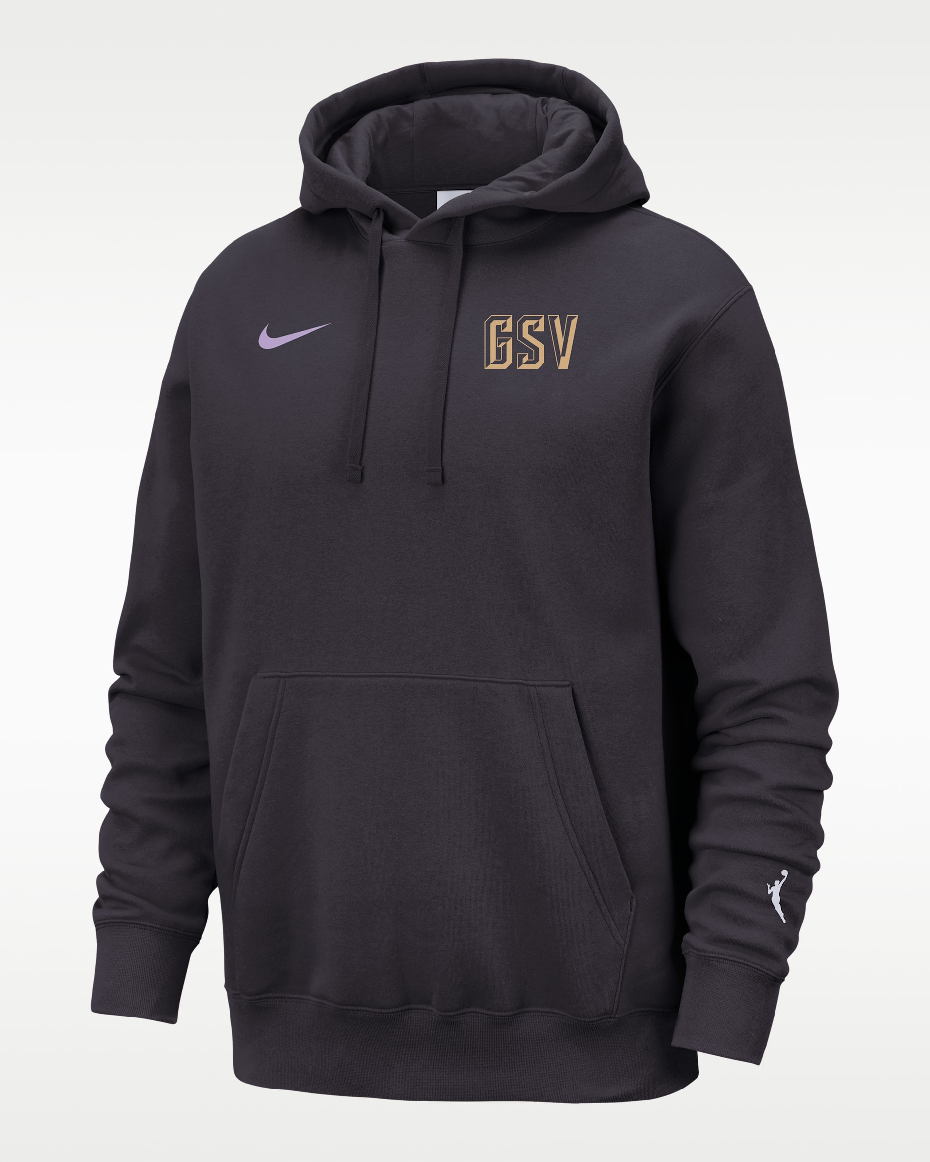 Sudadera con gorro WNBA para mujer Nike Golden State Valkyries - Gris aceite/Blanco/Oro club/Lila urbano