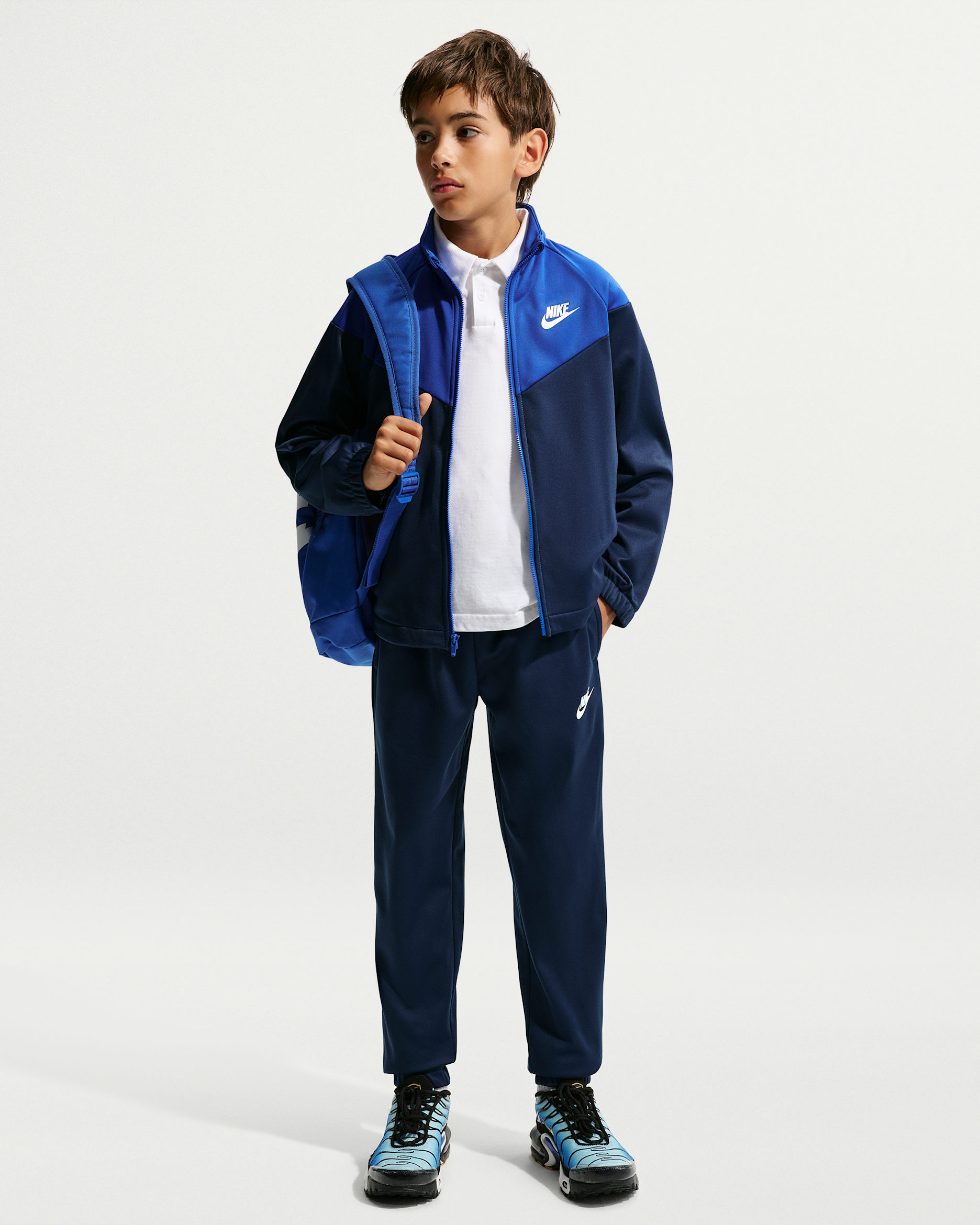 Nike Sportswear Big Kids' Dri-FIT Tracksuit - Midnight Navy/Game Royal/White