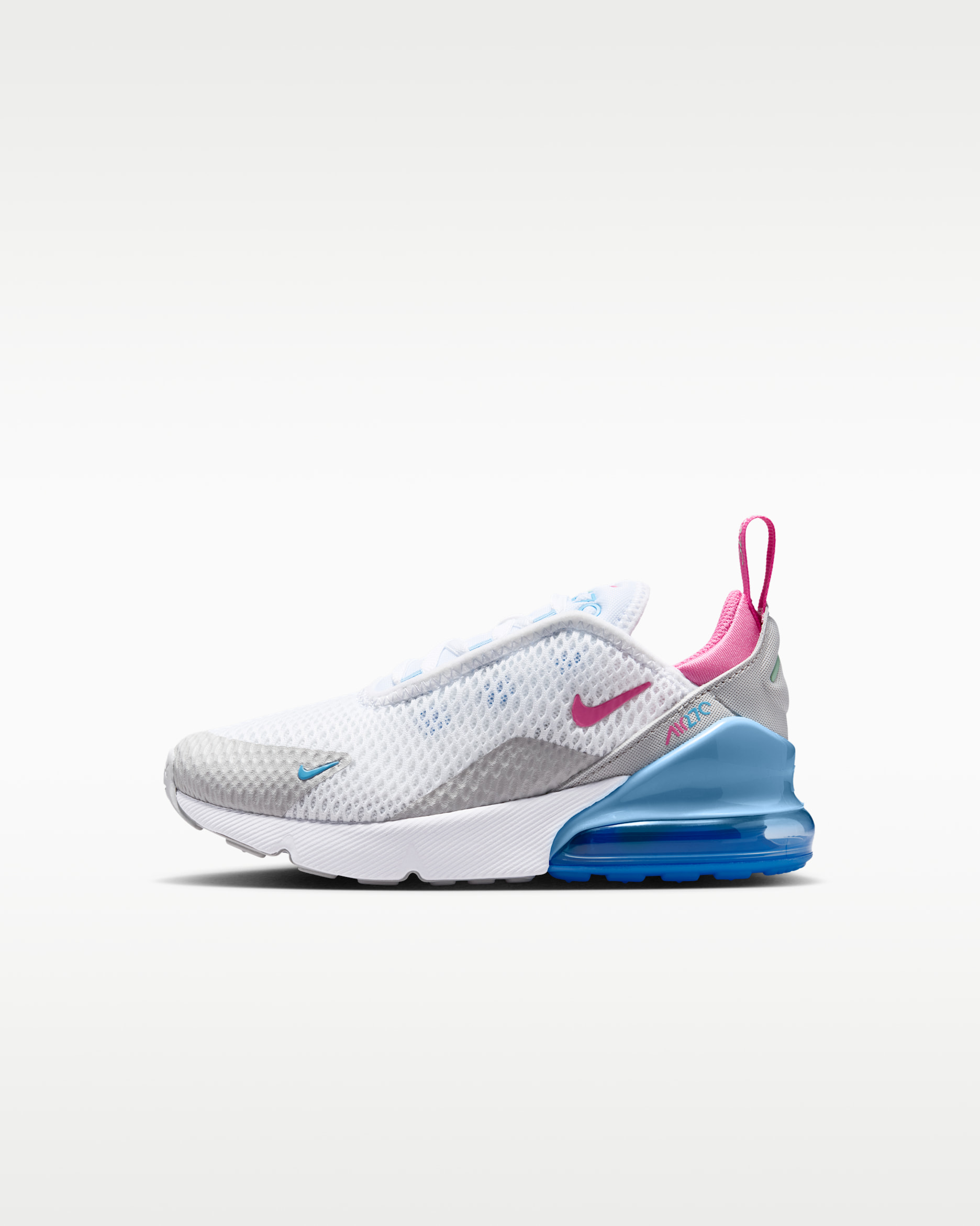 Nike Air Max 270 Little Kids' Shoes - White/Football Blue/Arctic Green/Pinksicle