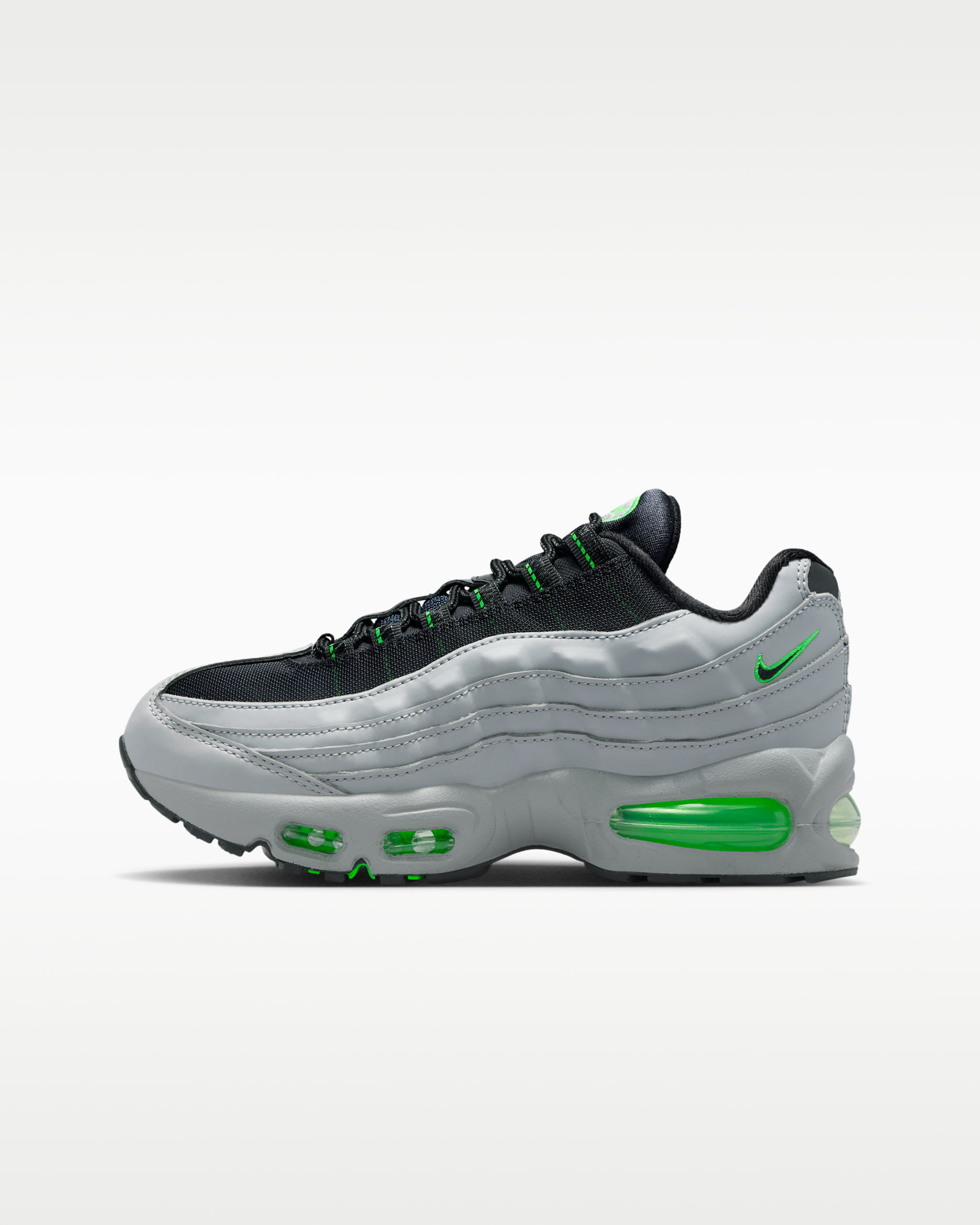 Nike Air Max 95 "Big Bubble" Big Kids' Shoes - Light Smoke Grey/Green Strike/White/Black