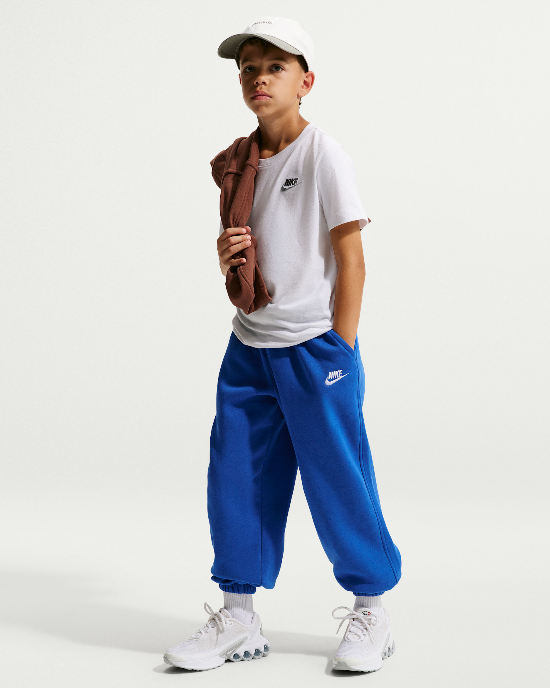 Pants holgados para niños talla grande Nike Sportswear Club Fleece - Royal juego/Blanco