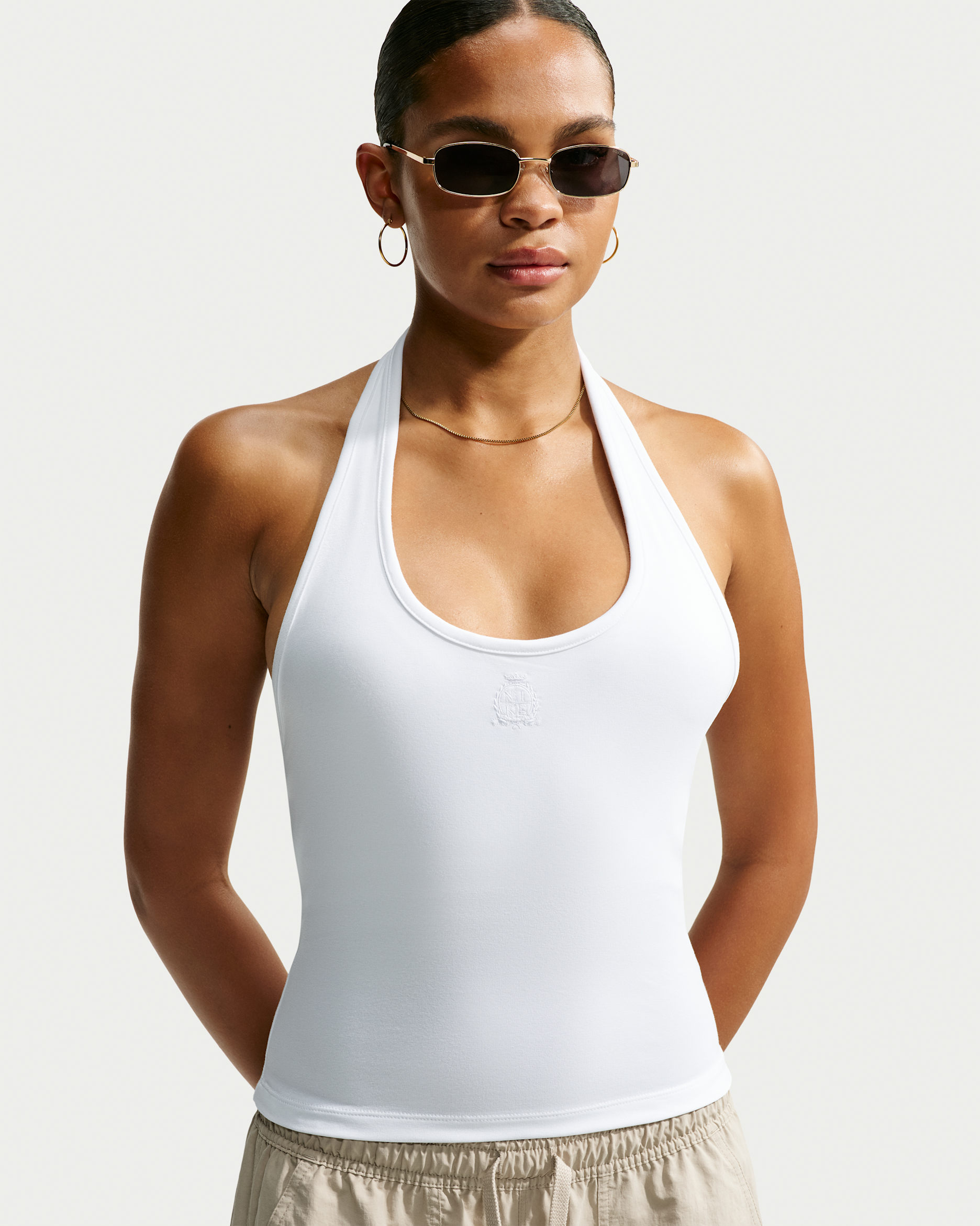 Playera halter ajustada para mujer Nike Sportswear - Blanco/Blanco