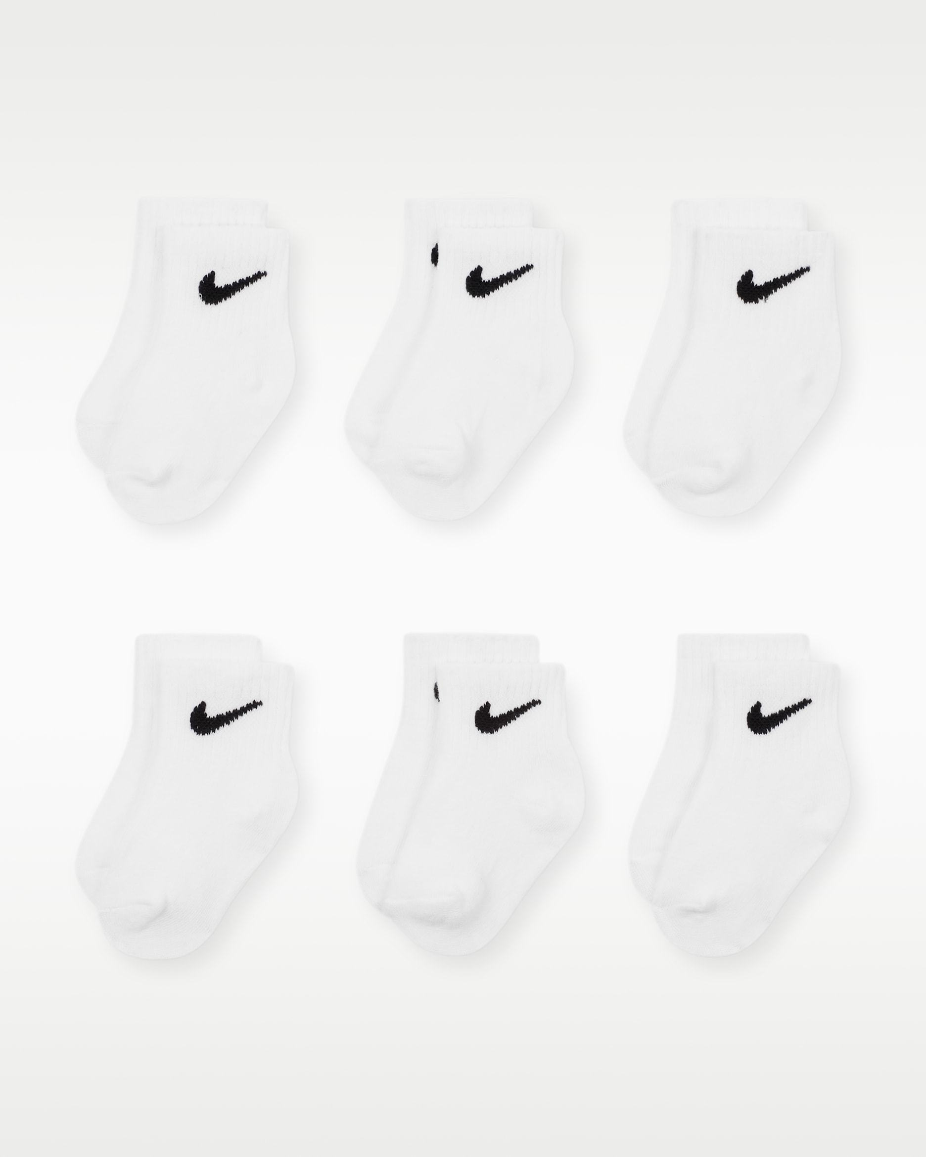 Nike Swoosh Baby/Toddler Ankle Socks (6 Pairs) - White