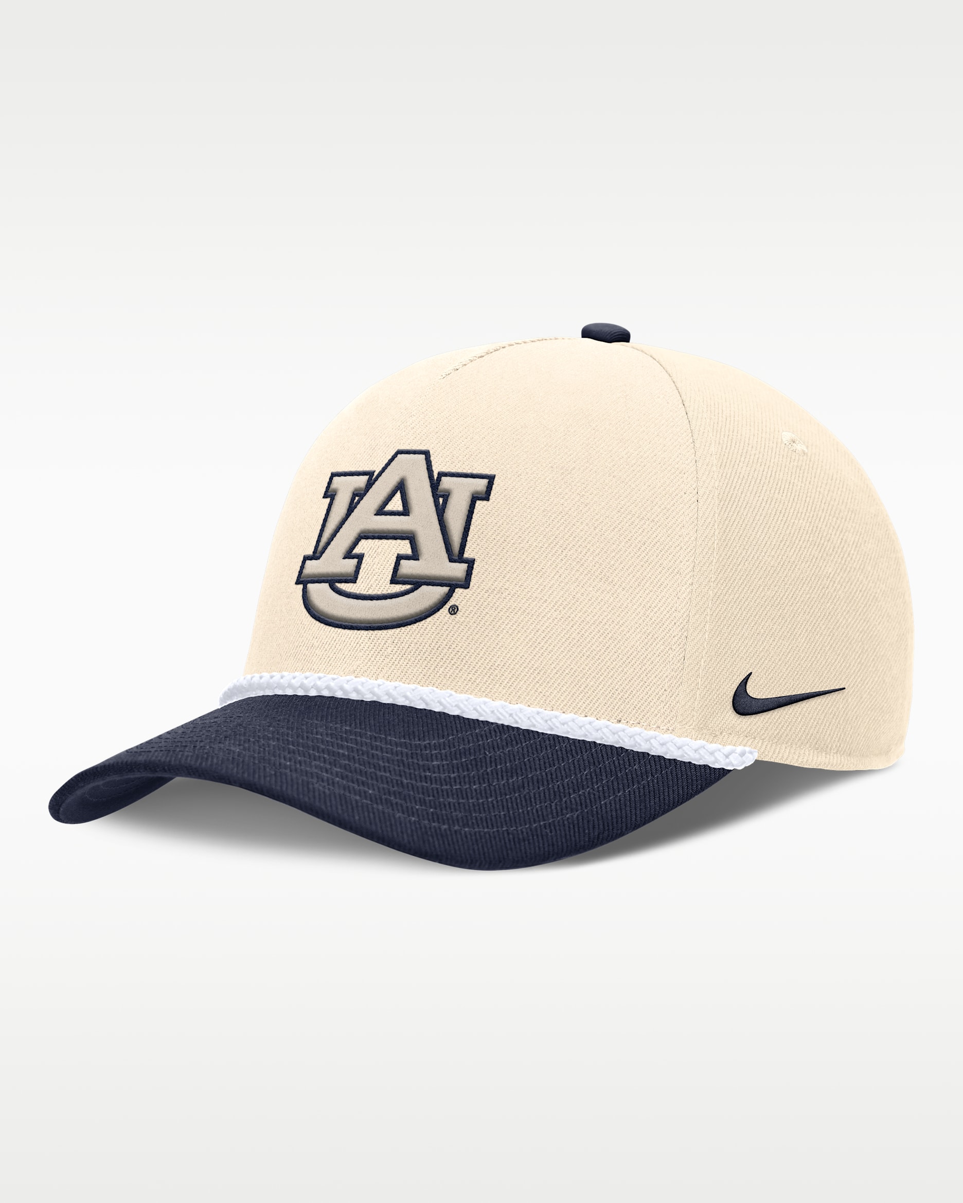 Auburn Primetime Rope 2-Tone Rise Men's Nike College Adjustable Hat - Natural/Navy