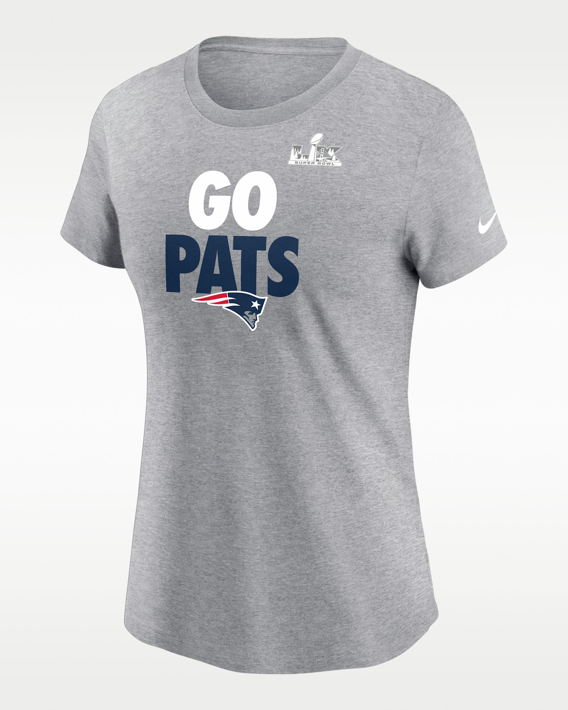 New England Patriots 2026 AFC Champions Local Women's Nike NFL T-Shirt - Dark Grey Heather