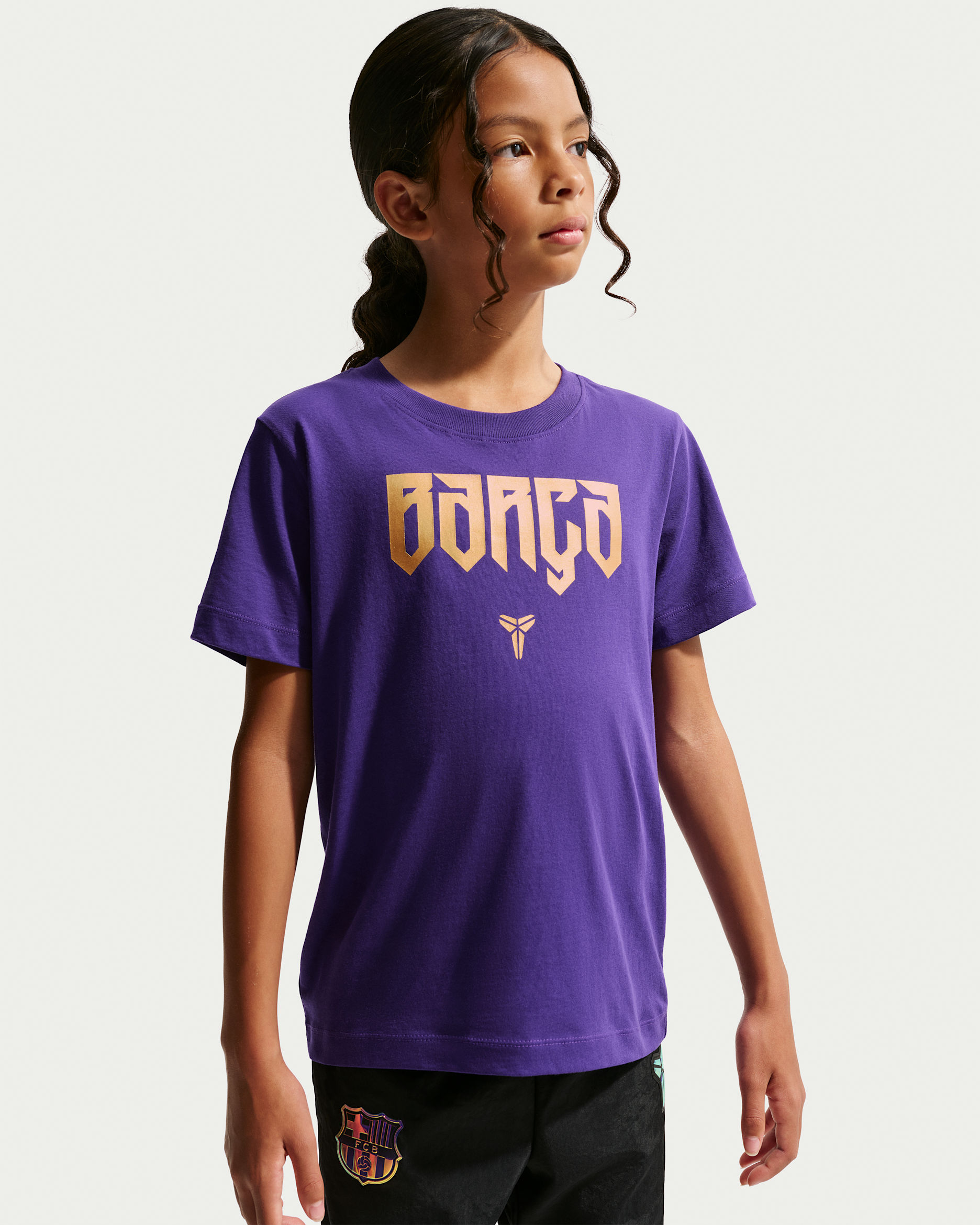 FC Barcelona Away Big Kids' Kobe Soccer T-Shirt - Field Purple
